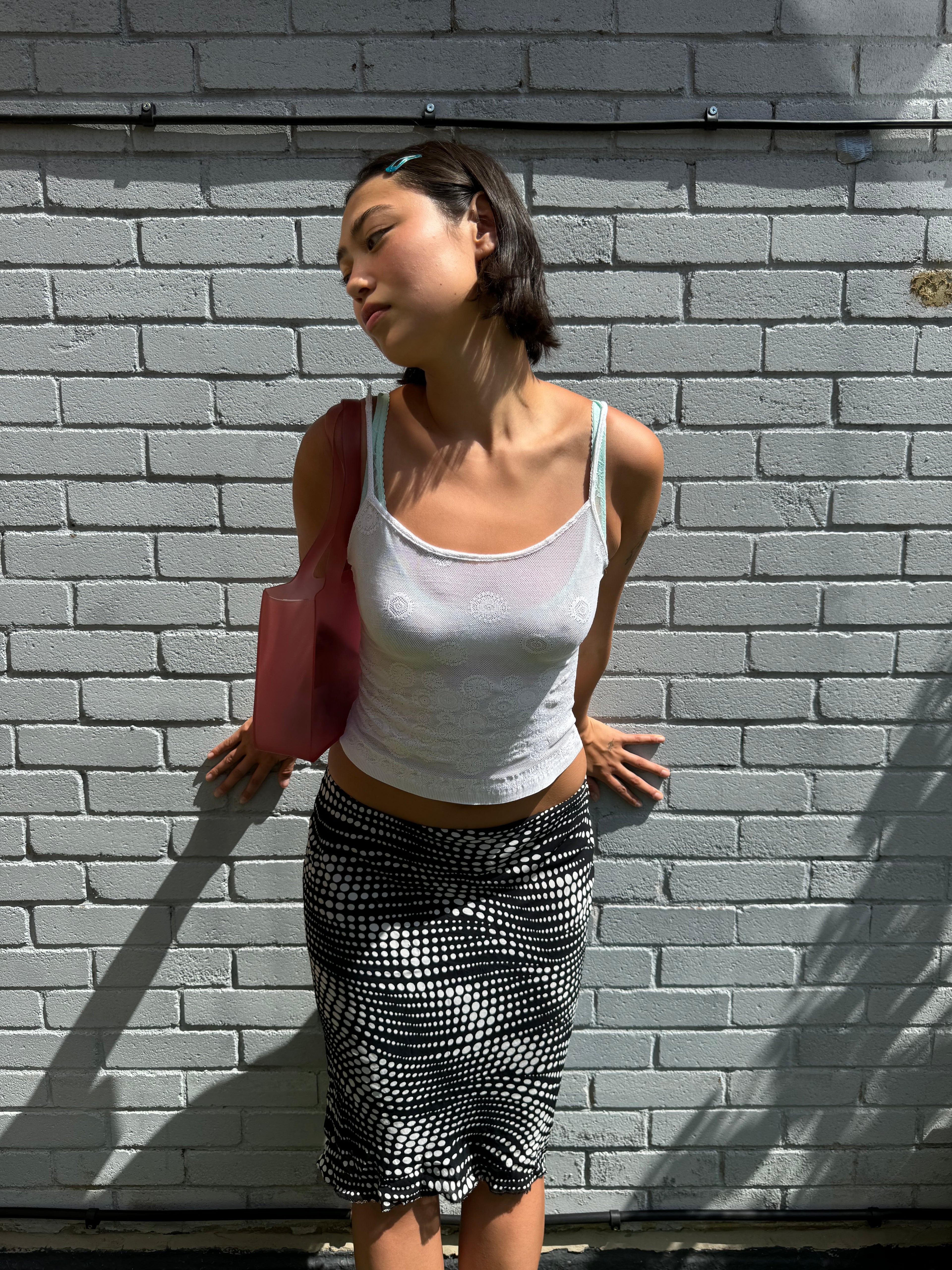 United Colors of Benetton white mesh patterned cami top