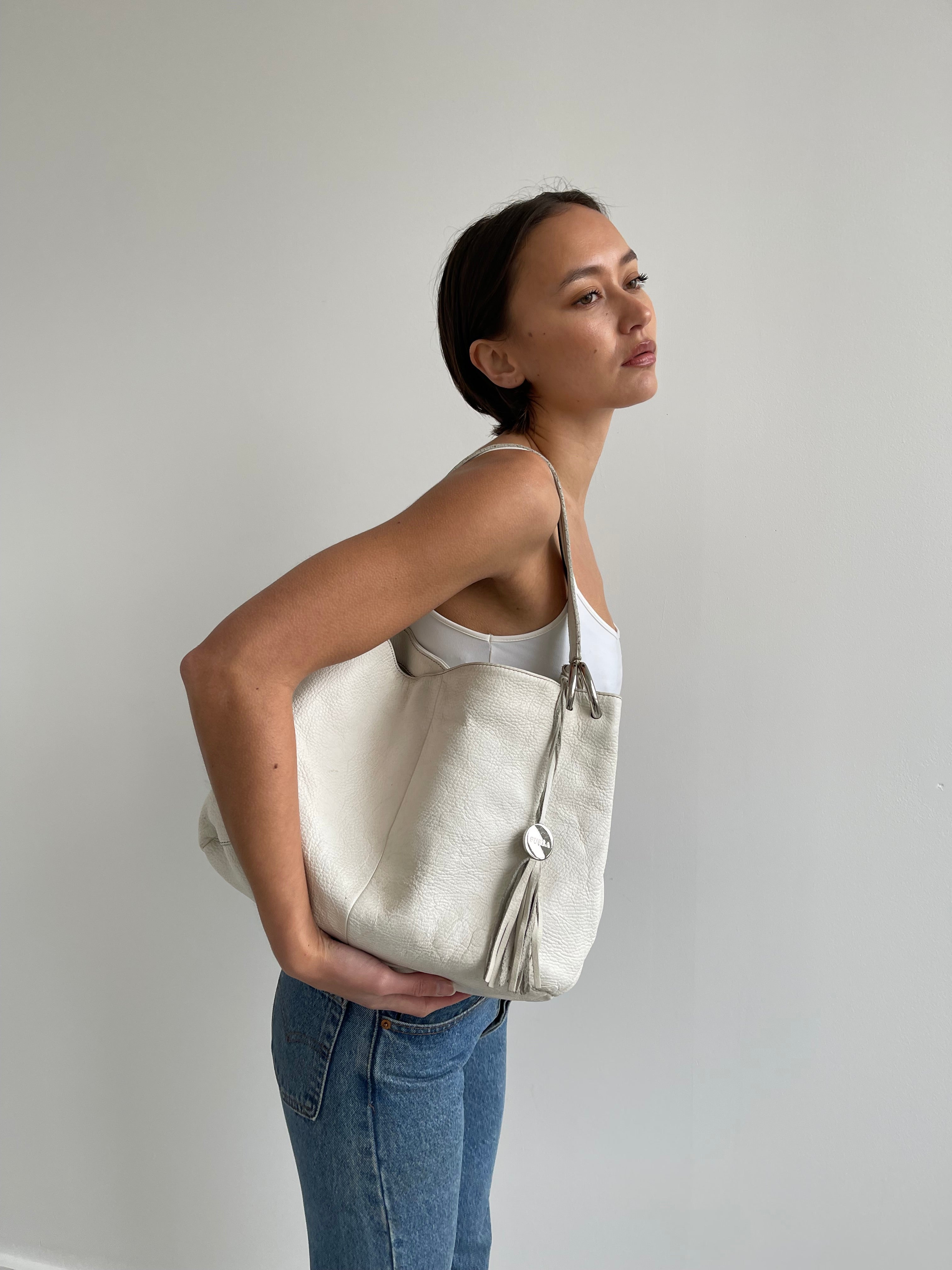 White Leather Shoulder Bag