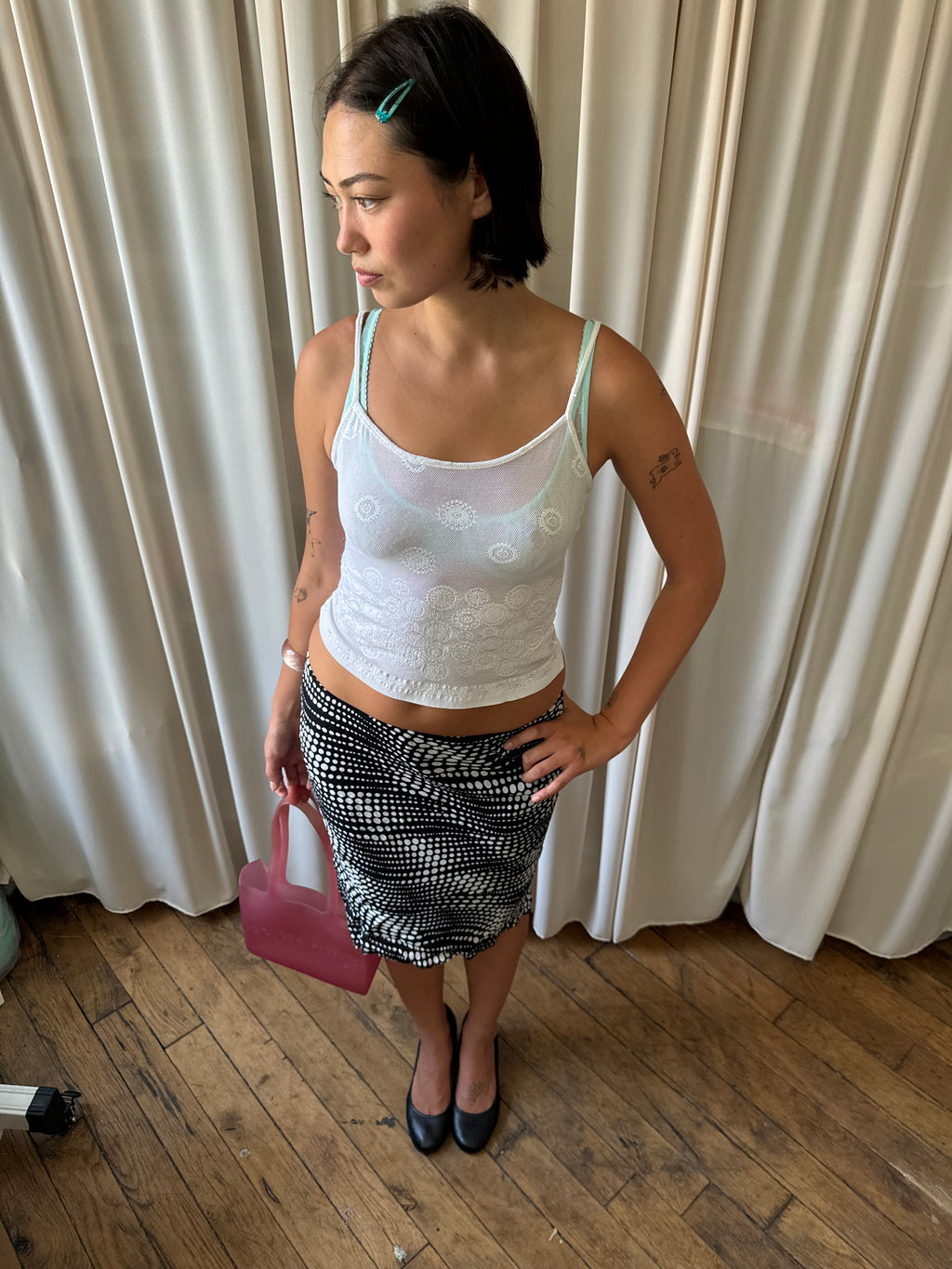 United Colors of Benetton white mesh patterned cami top