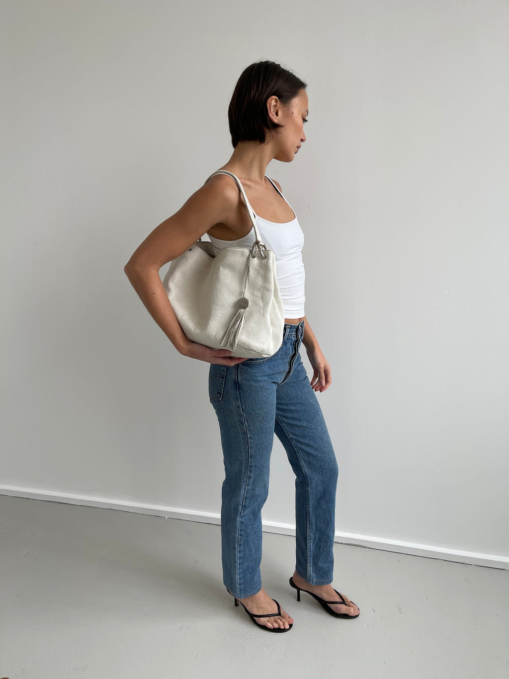 White Leather Shoulder Bag