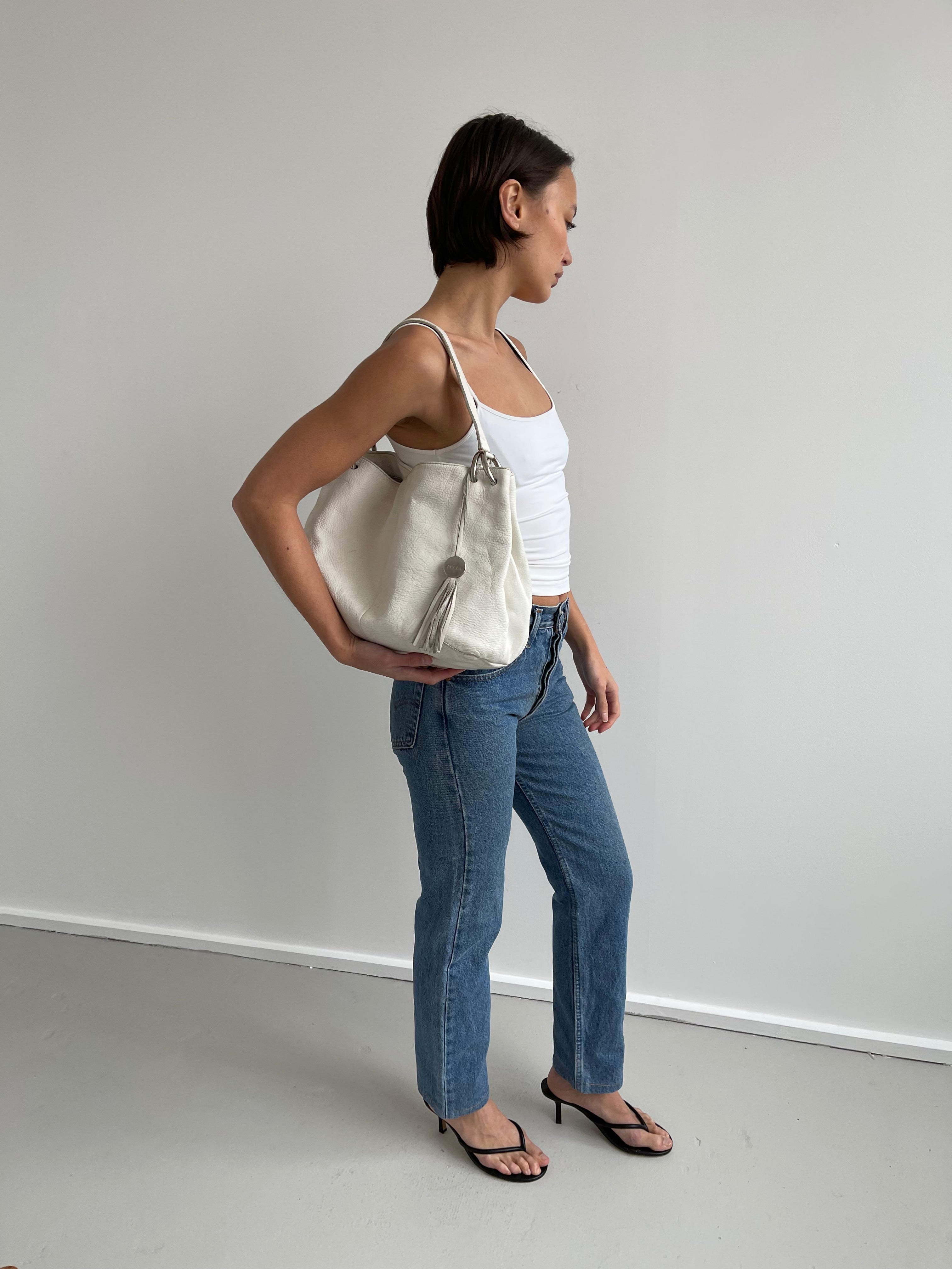 White Leather Shoulder Bag