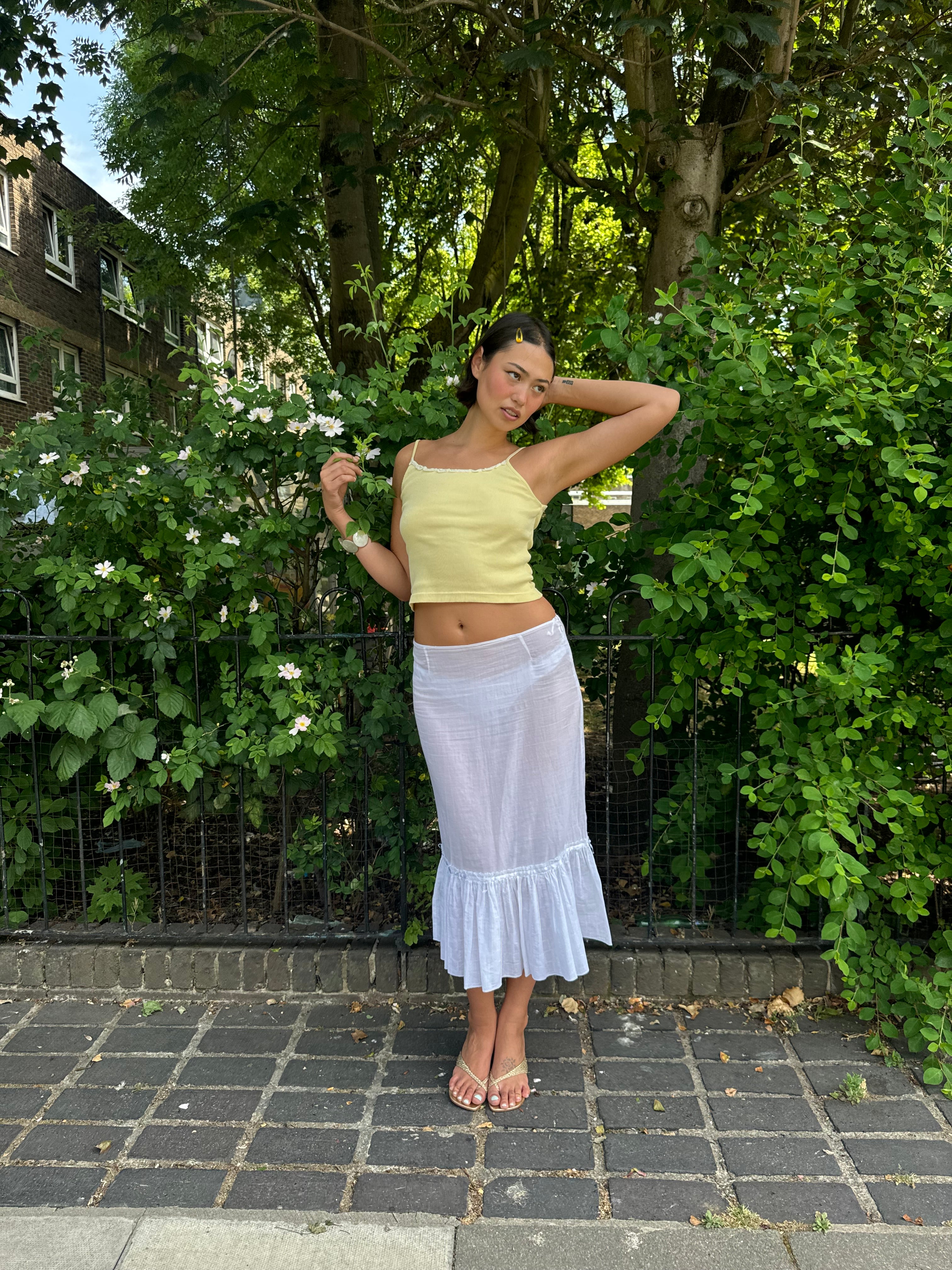Valentini yellow cotton ribbed cami top