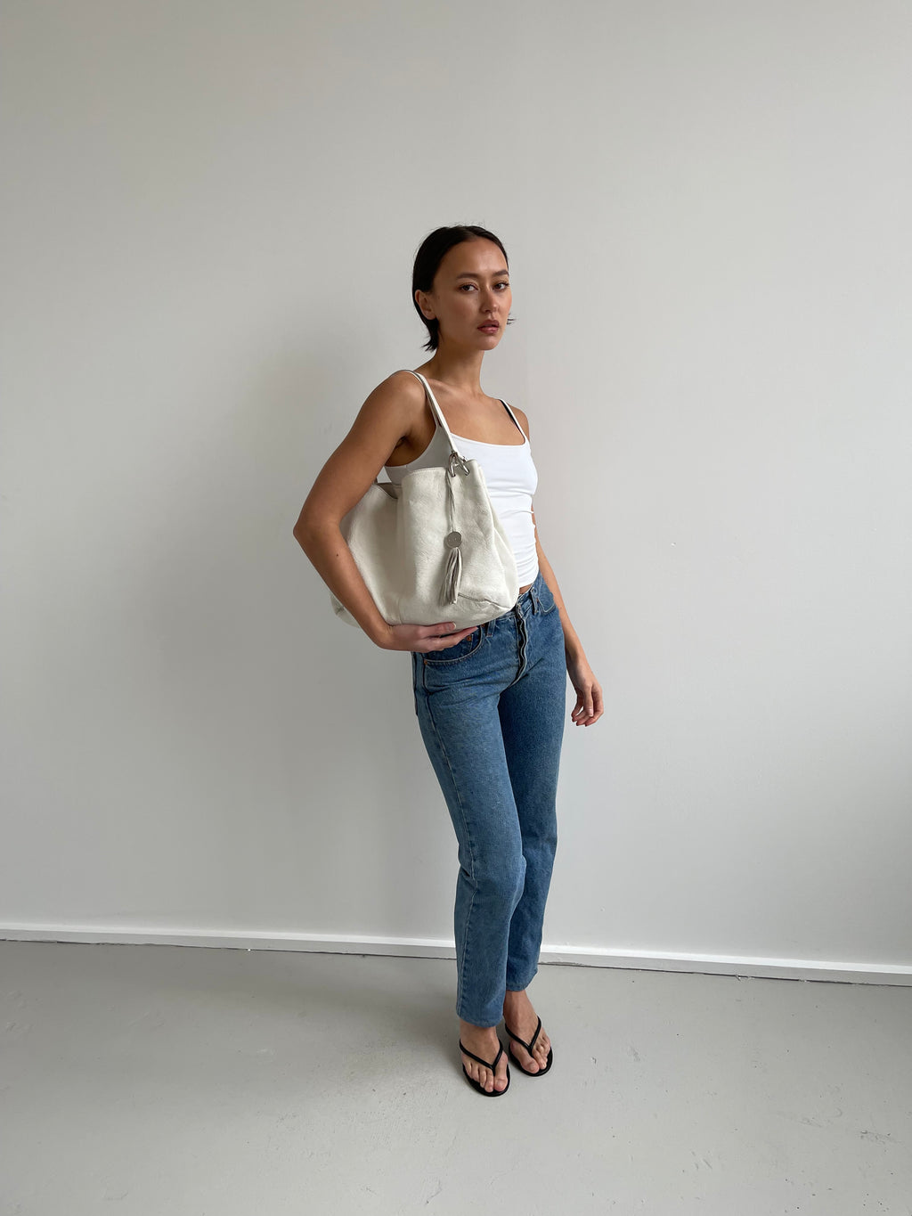 White Leather Shoulder Bag