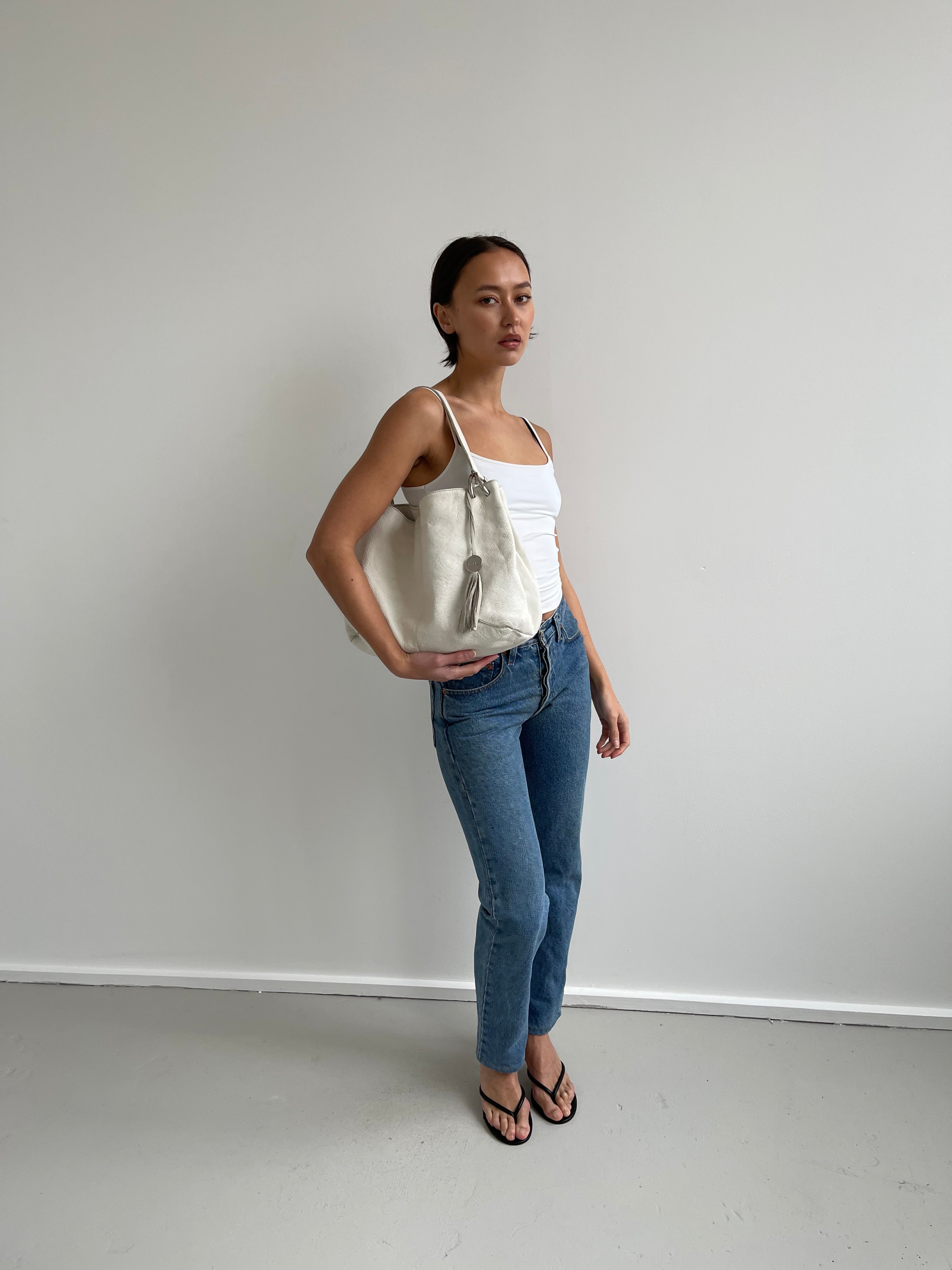 White Leather Shoulder Bag