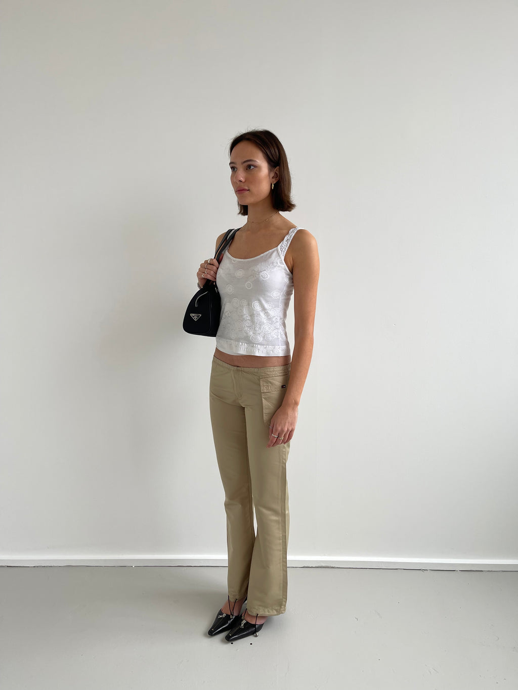 United Colors of Benetton white mesh patterned cami top