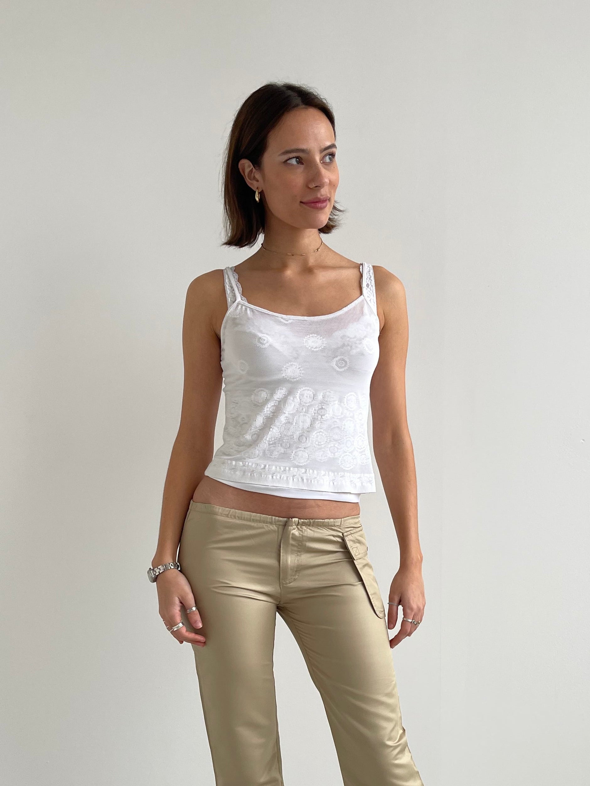 United Colors of Benetton white mesh patterned cami top