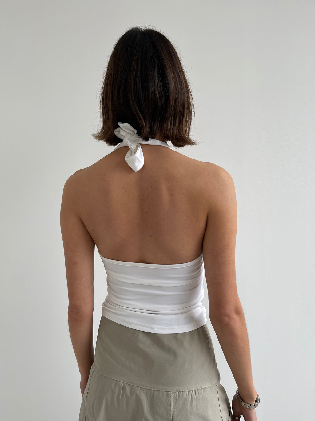 White halterneck top