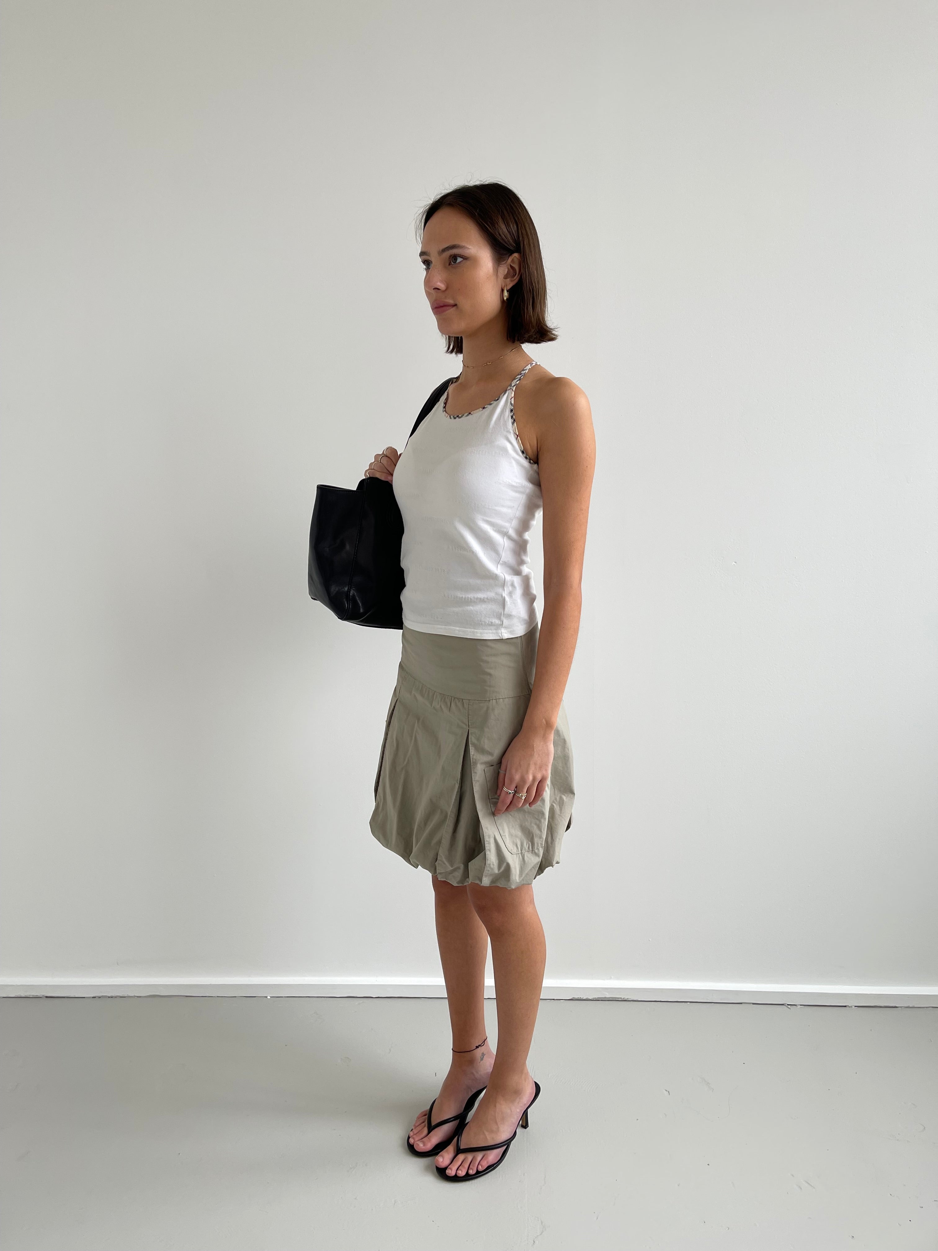 Burberry 00s white monogram cami with nova check trim