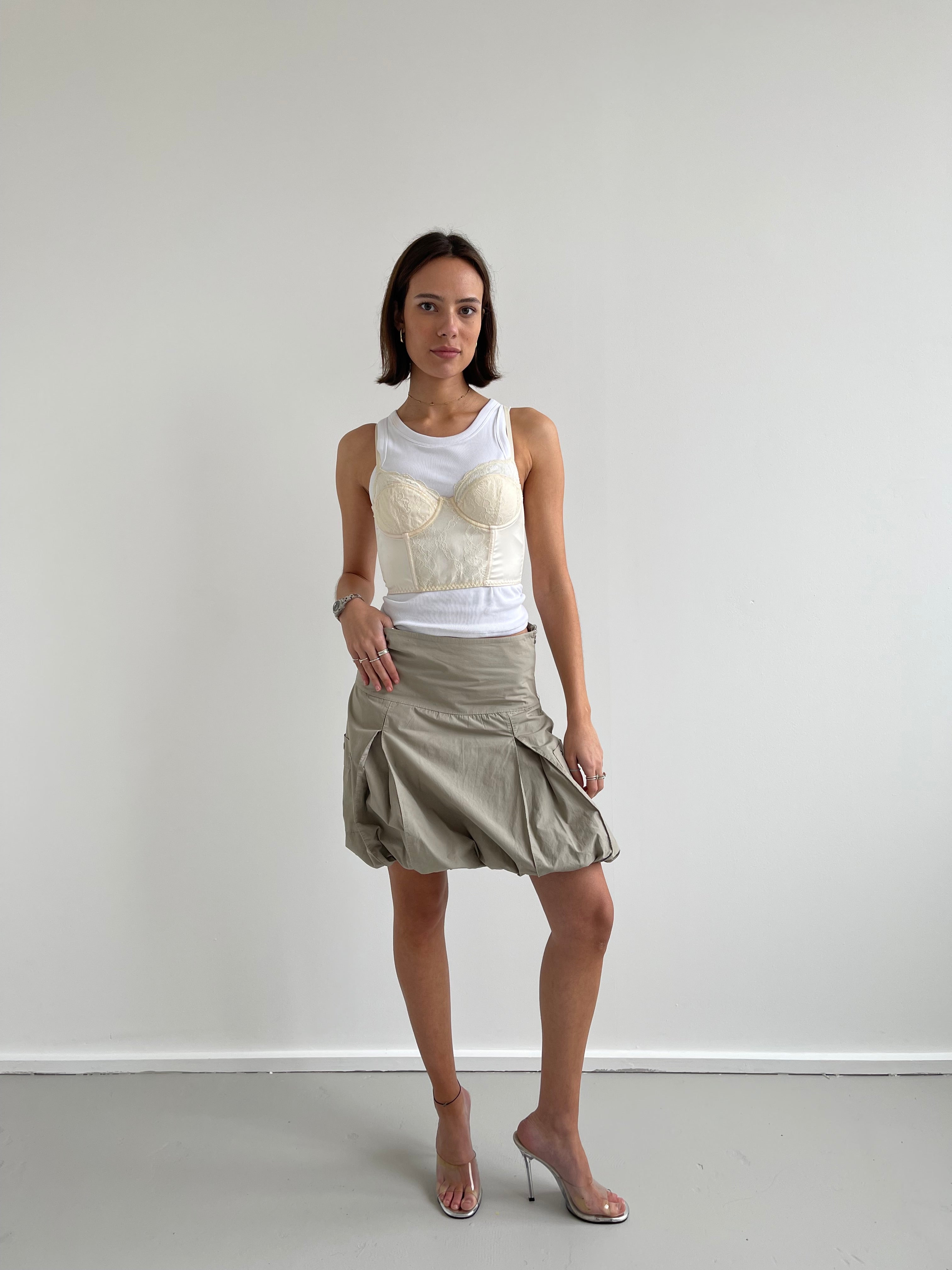 Cream lace cropped corset top