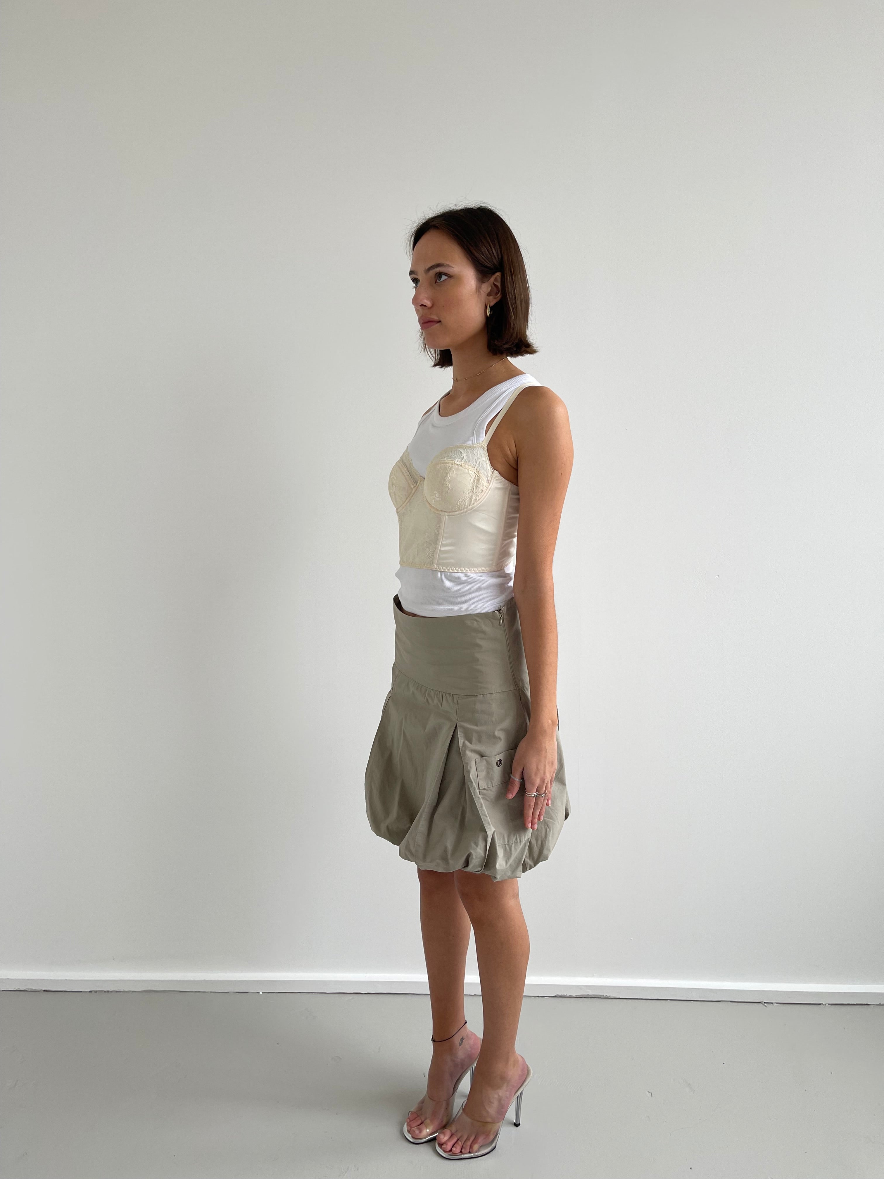 Cream lace cropped corset top
