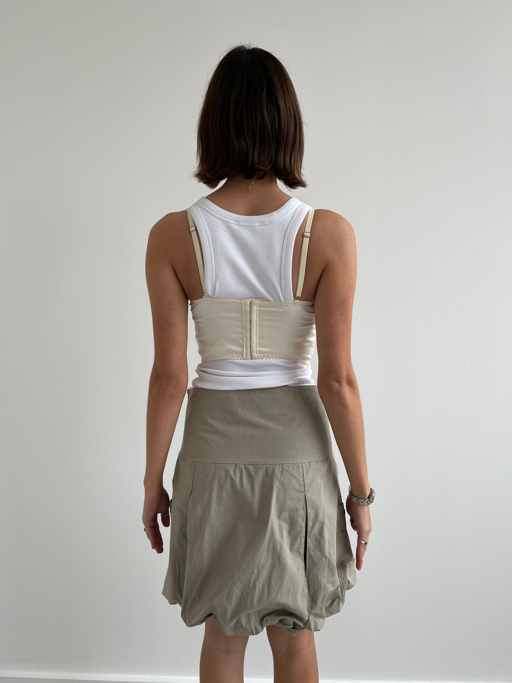 Cream lace cropped corset top