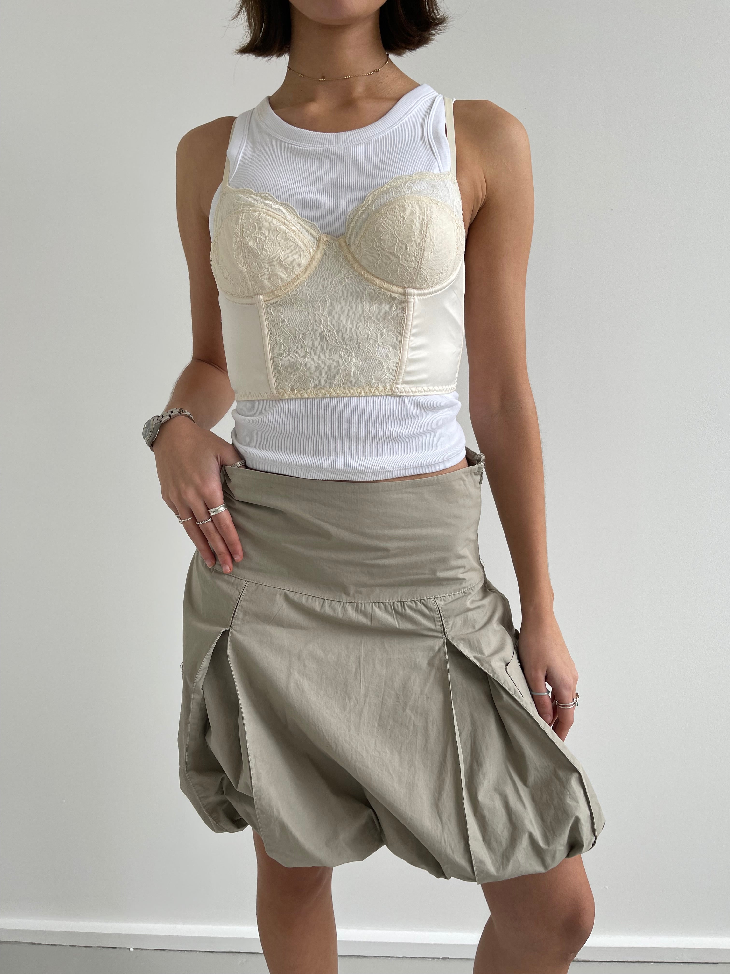Cream lace cropped corset top