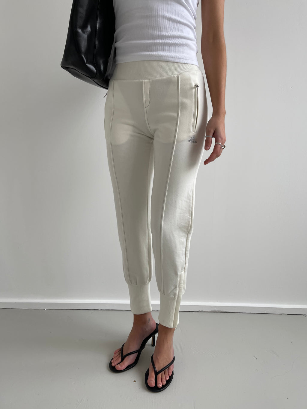 Adidas cream joggers with cuffed hems