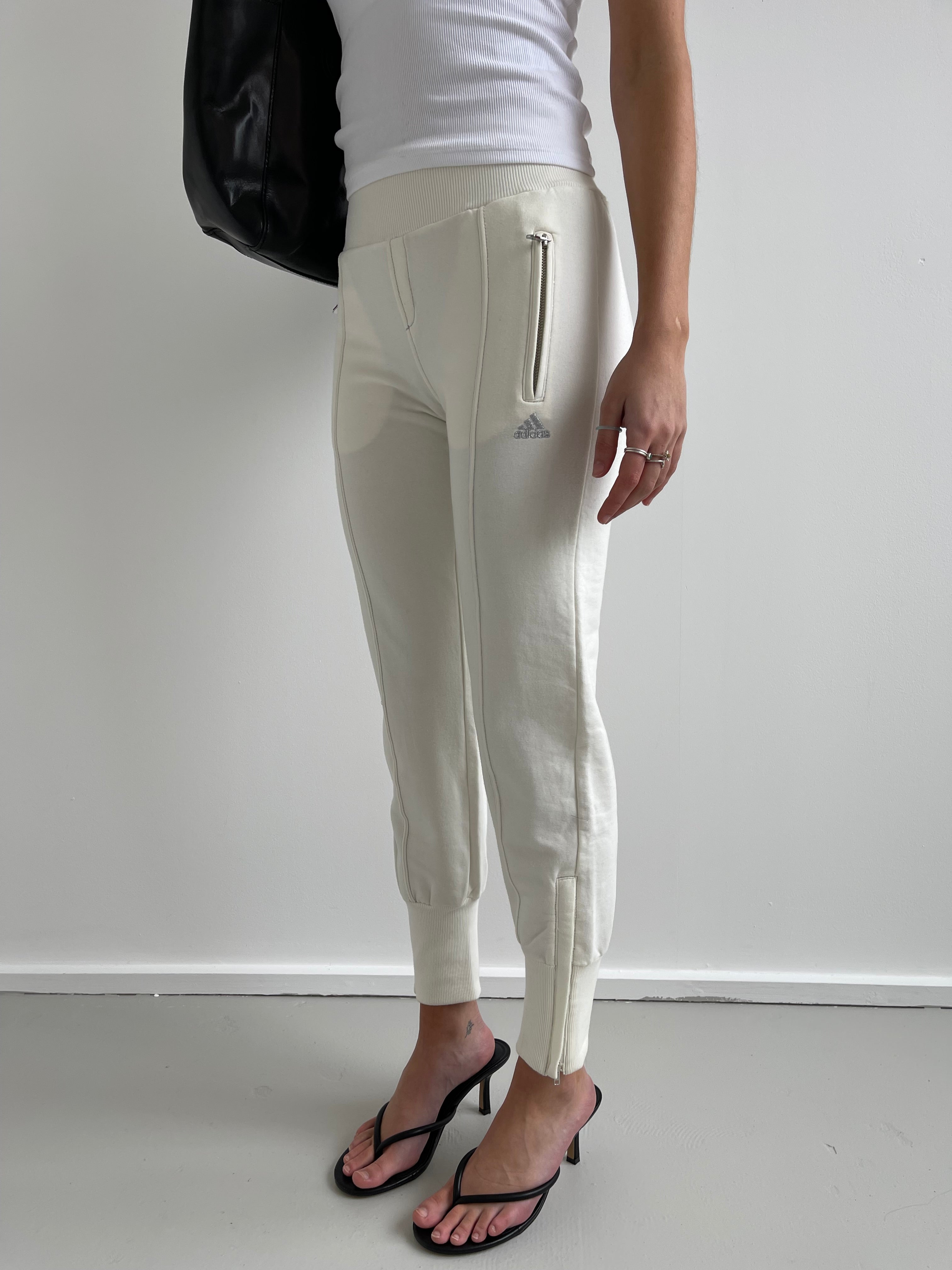 Adidas cream joggers with cuffed hems