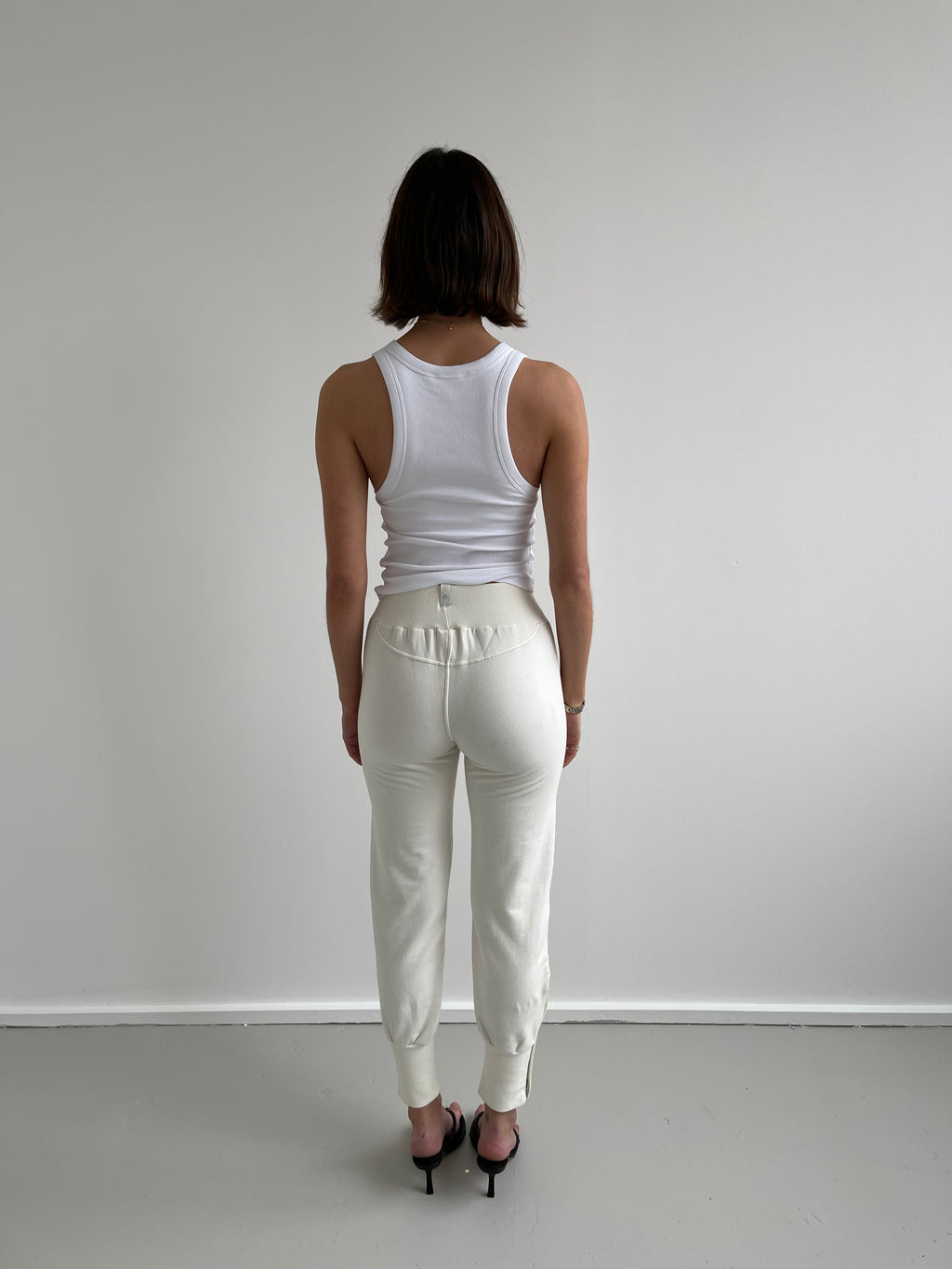 Adidas cream joggers with cuffed hems