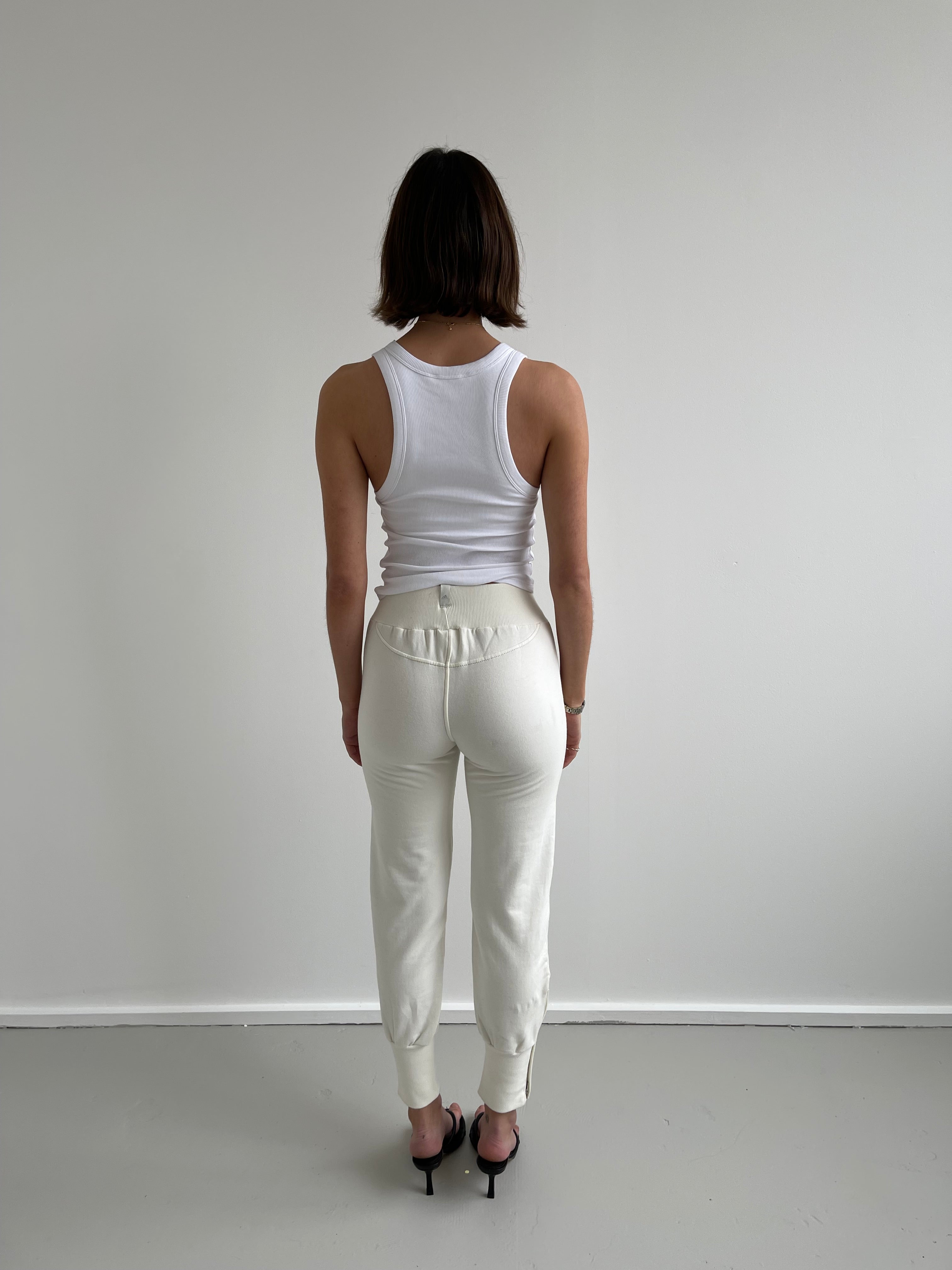 Adidas cream joggers with cuffed hems
