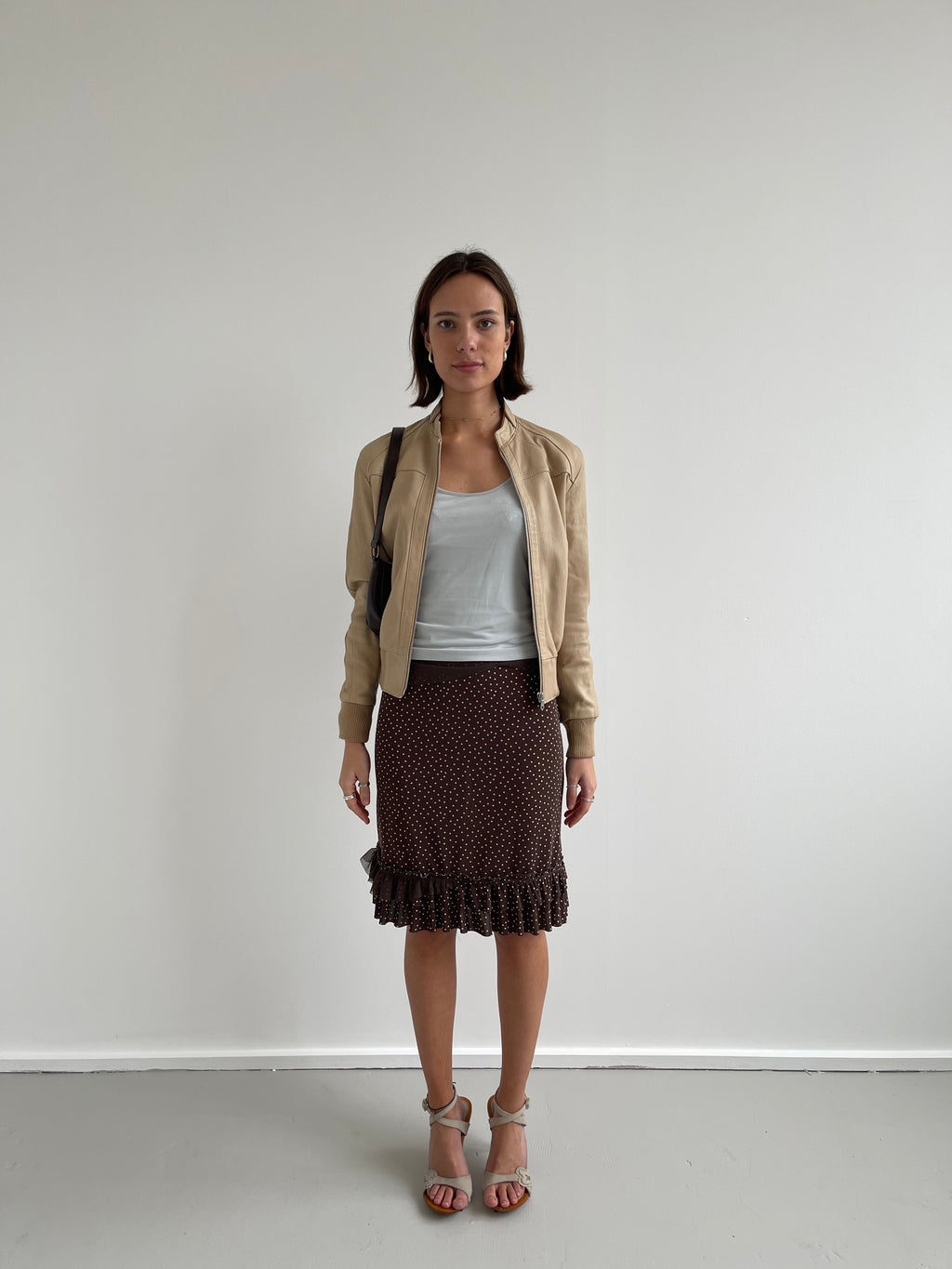 Tan buttery soft leather bomber jacket