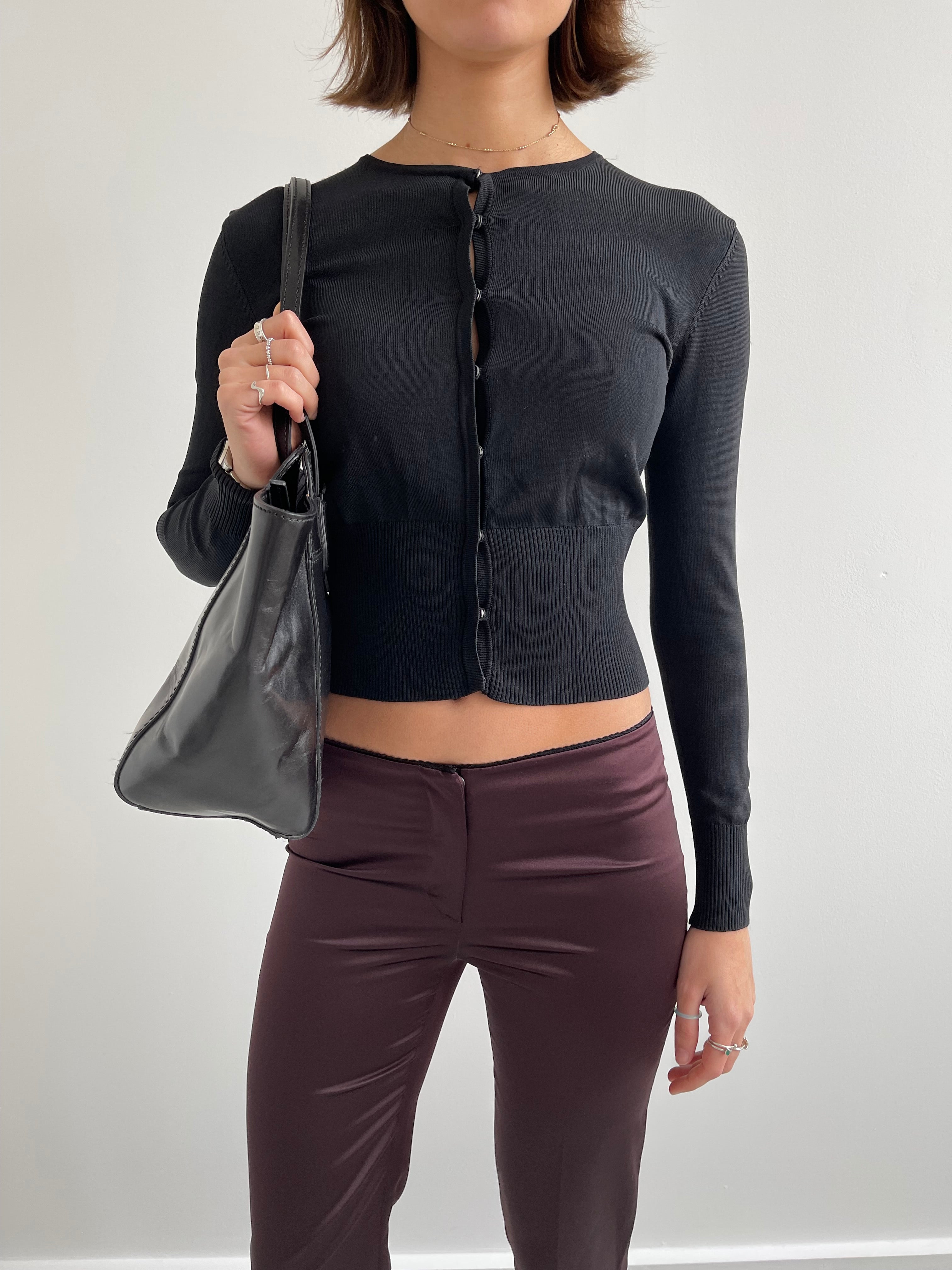 Extyn 00s black rayon cardigan