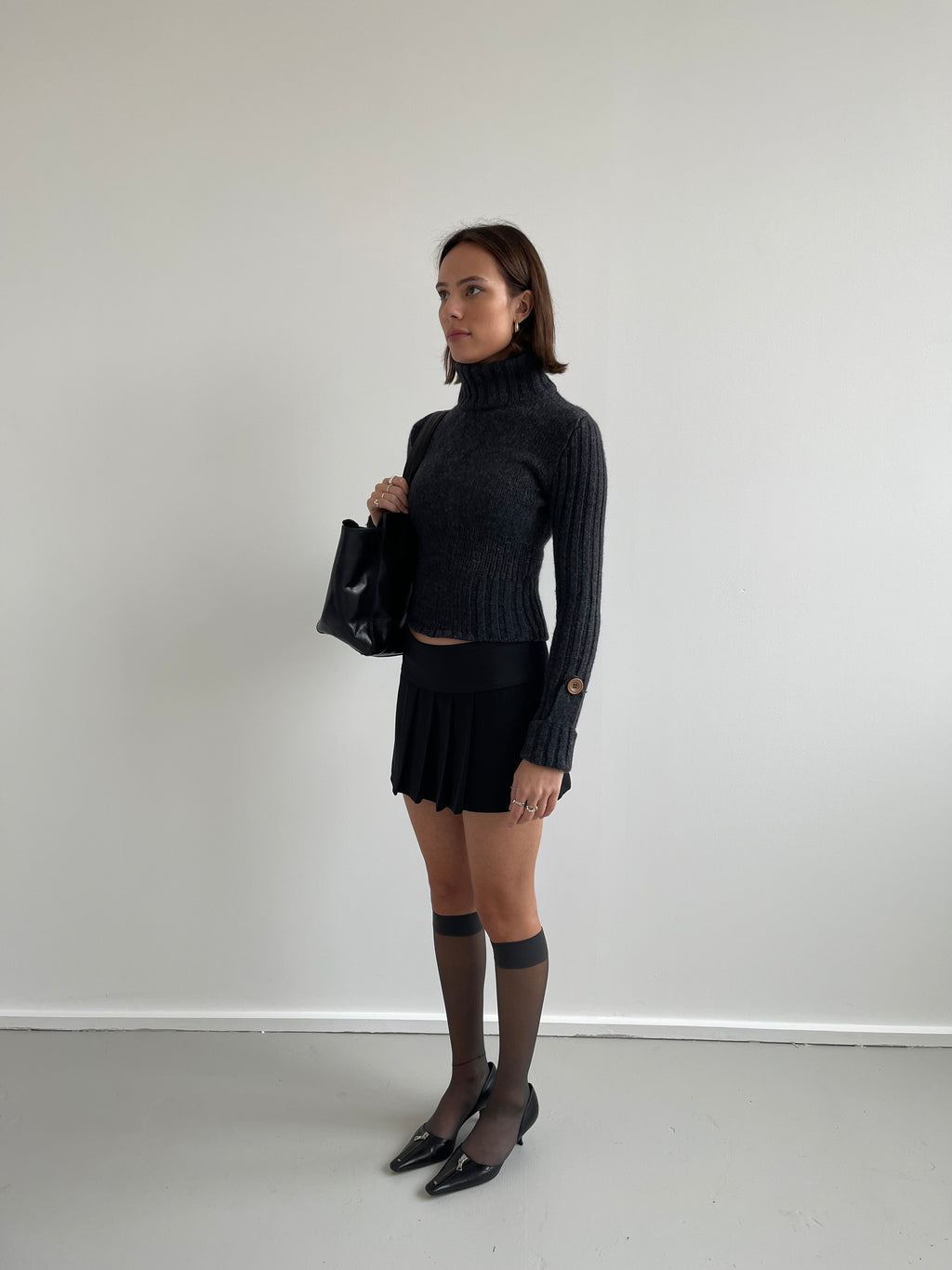 Phard black pleated mini skirt