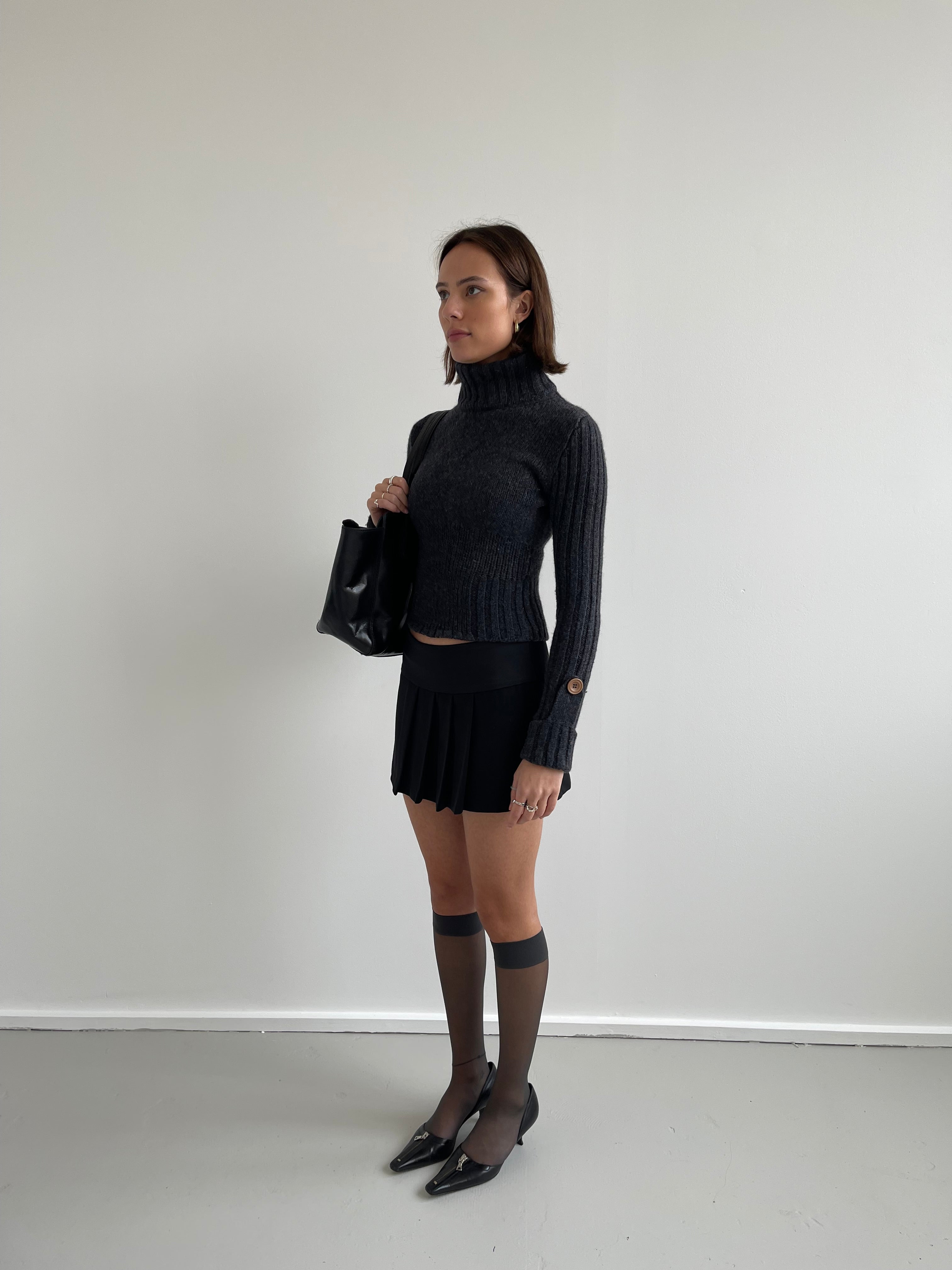 Phard black pleated mini skirt