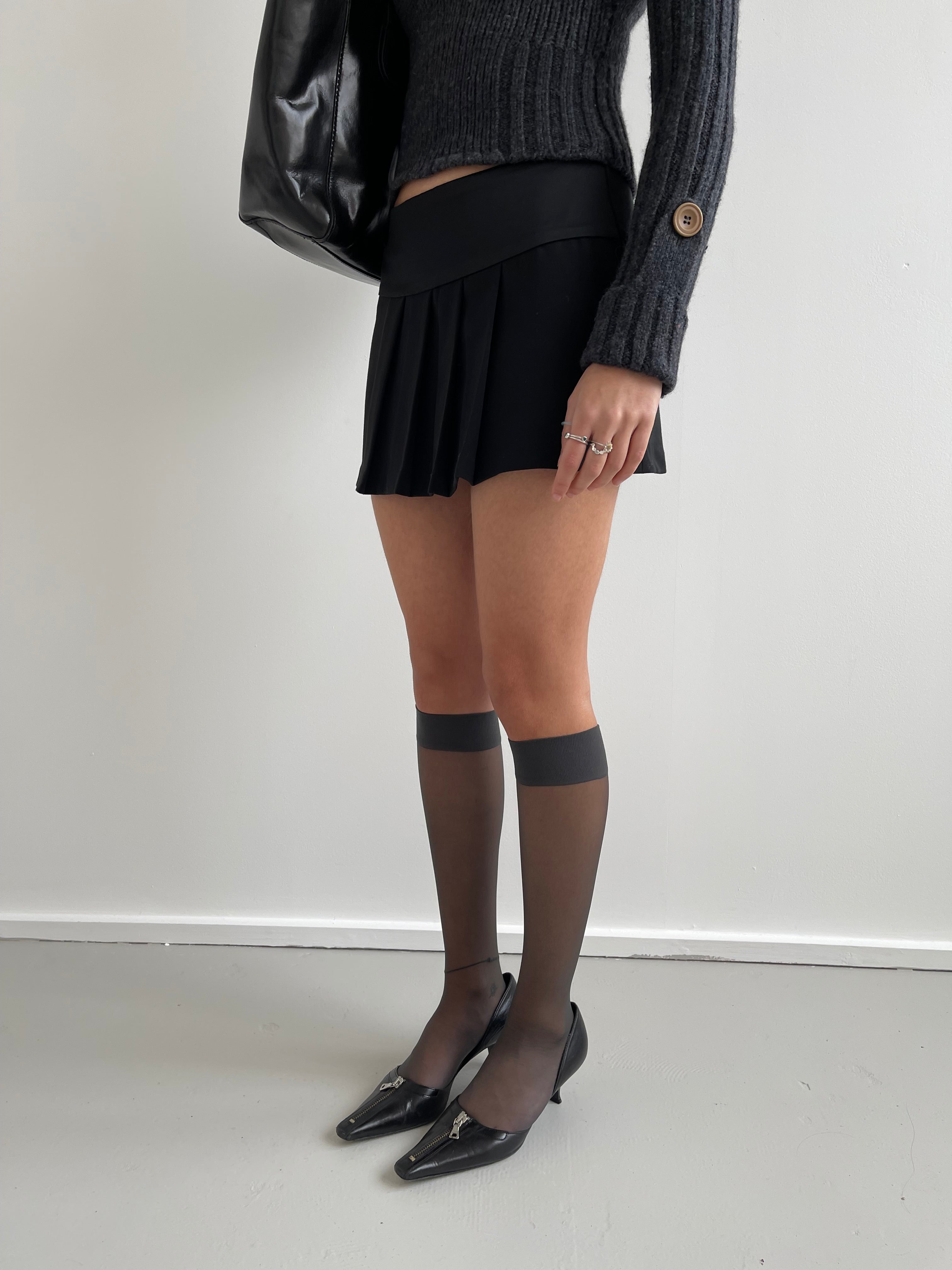 Phard black pleated mini skirt