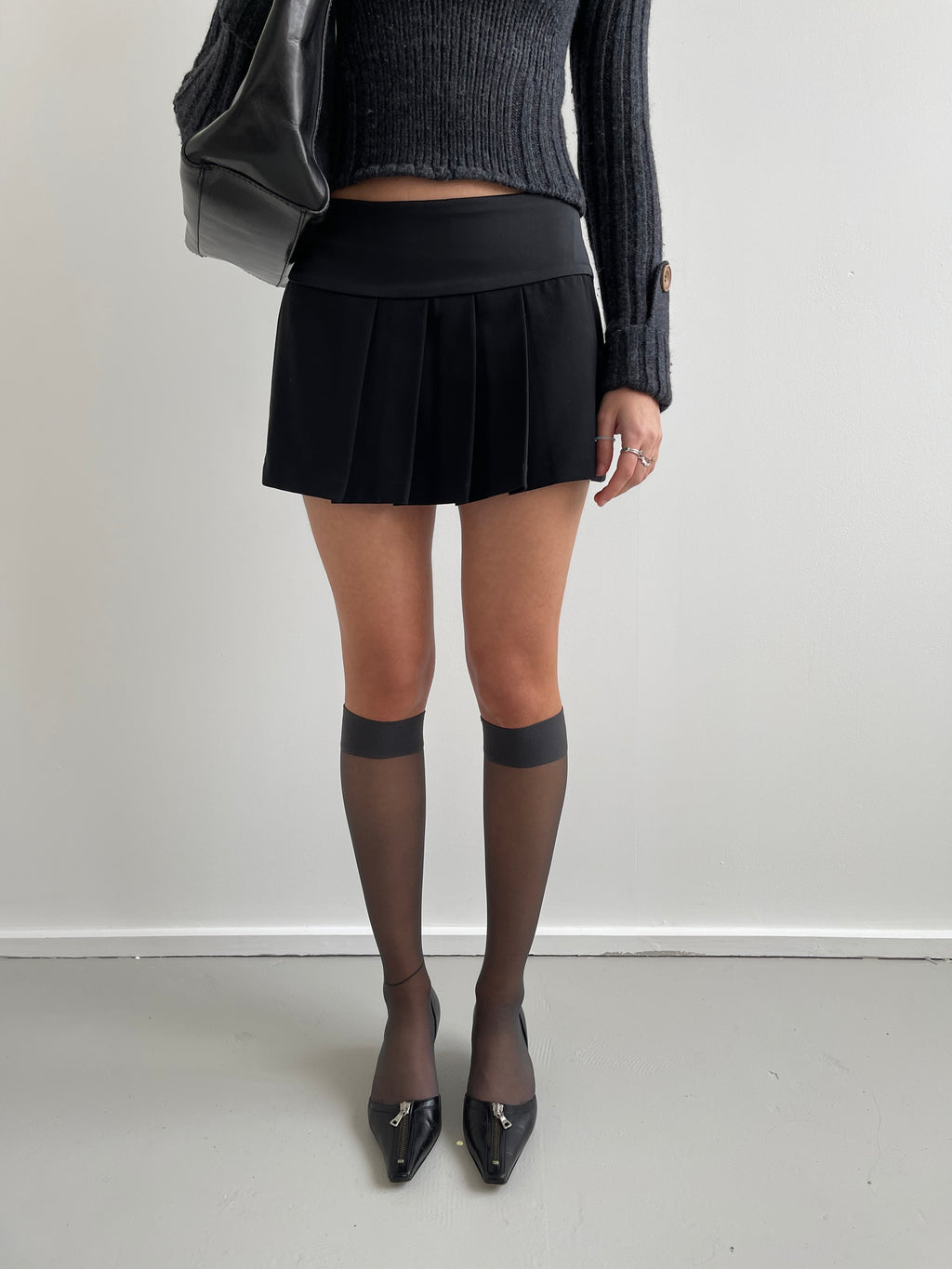 Phard black pleated mini skirt
