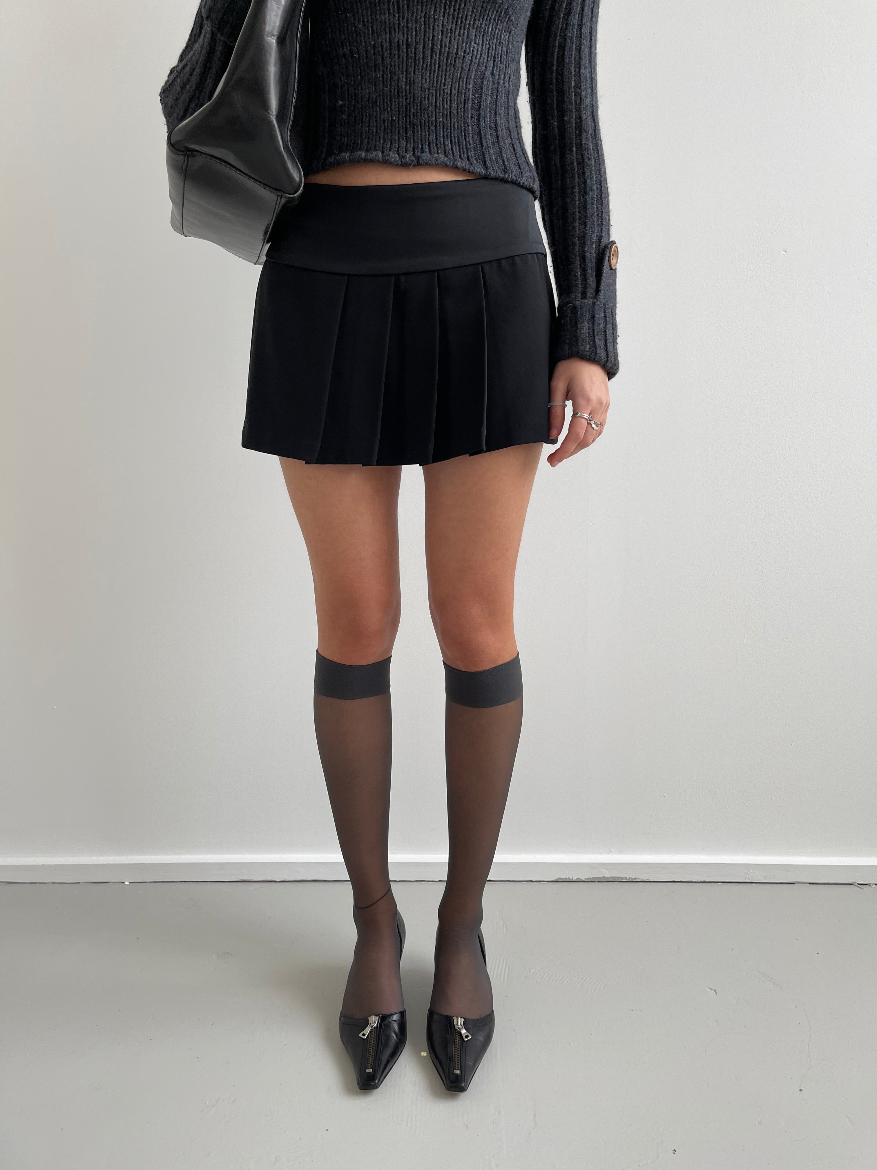 Phard black pleated mini skirt