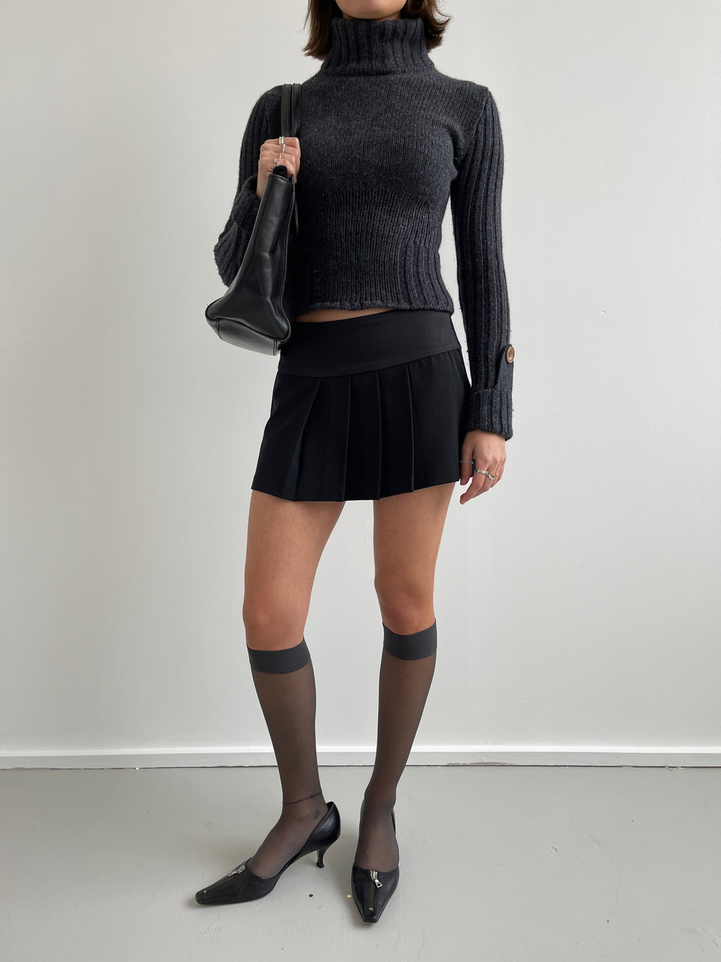 Phard black pleated mini skirt