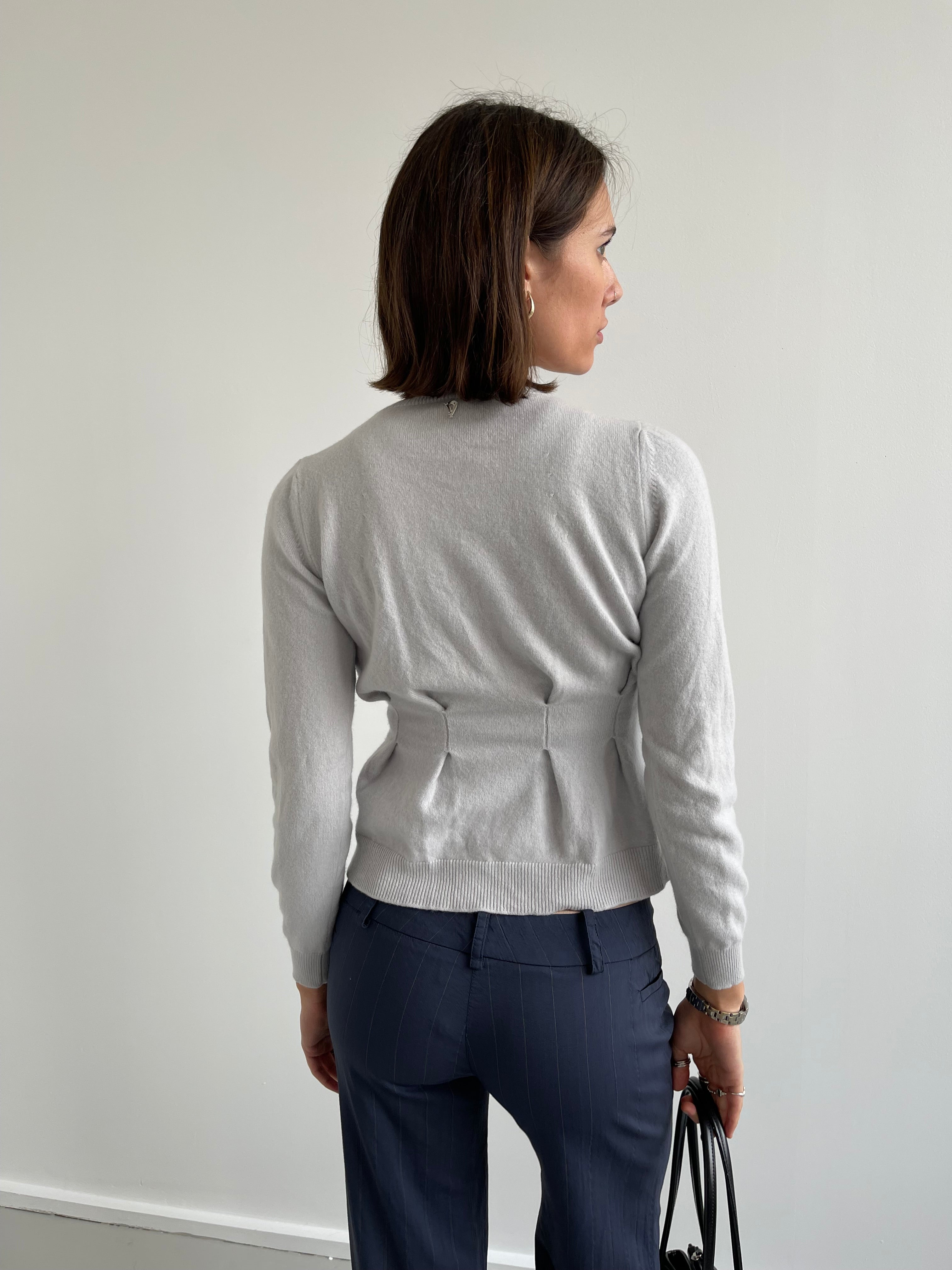 Dondup light grey pleated jumper