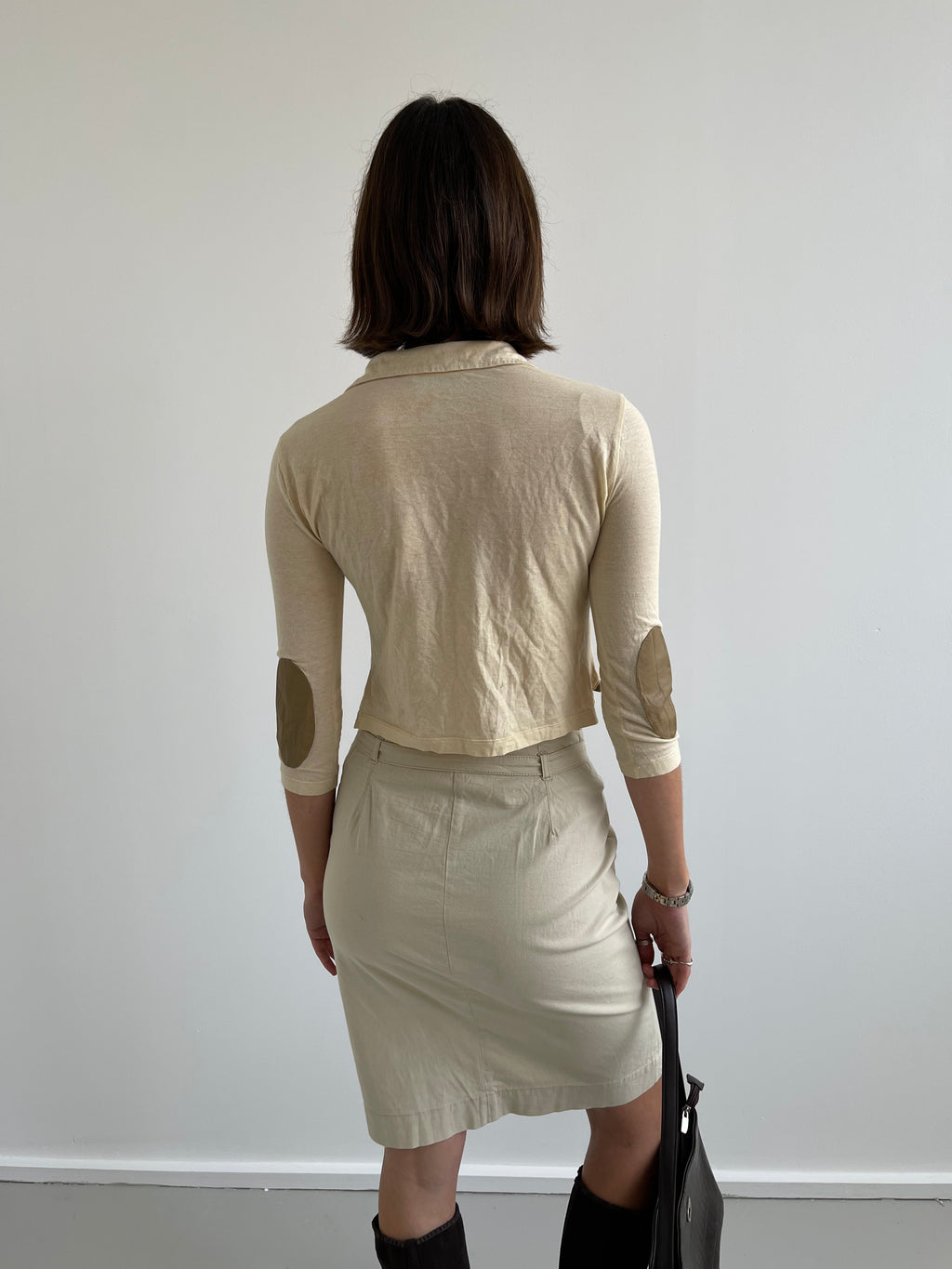 Bootleg Prada beige button up collared top