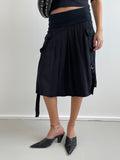 Black cargo midi skirt