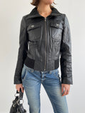 ONLY black leather bomber jacket