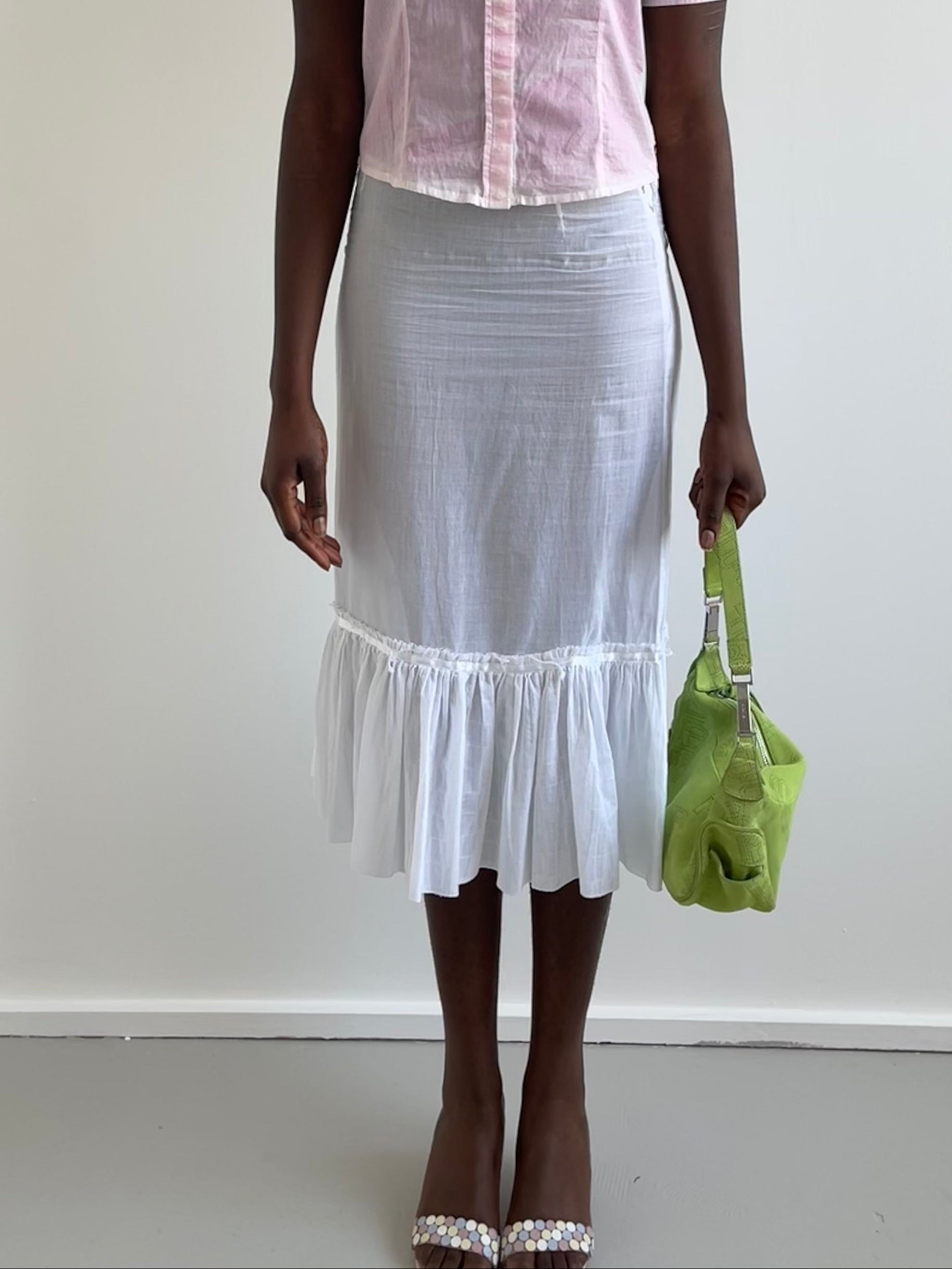 Marella white cotton midi skirt