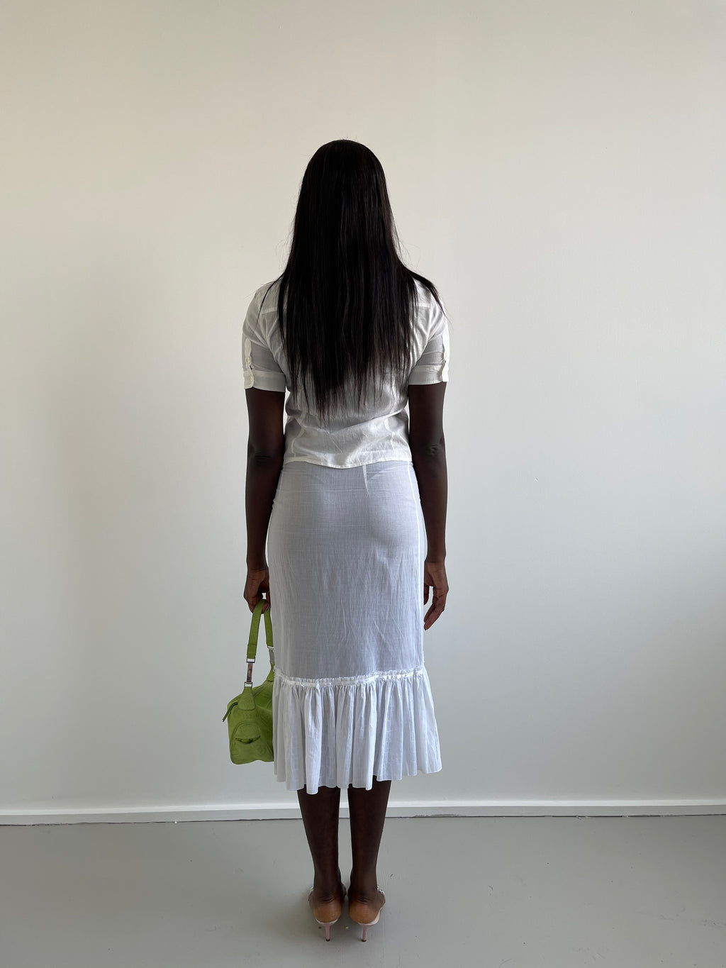 Marella white cotton midi skirt