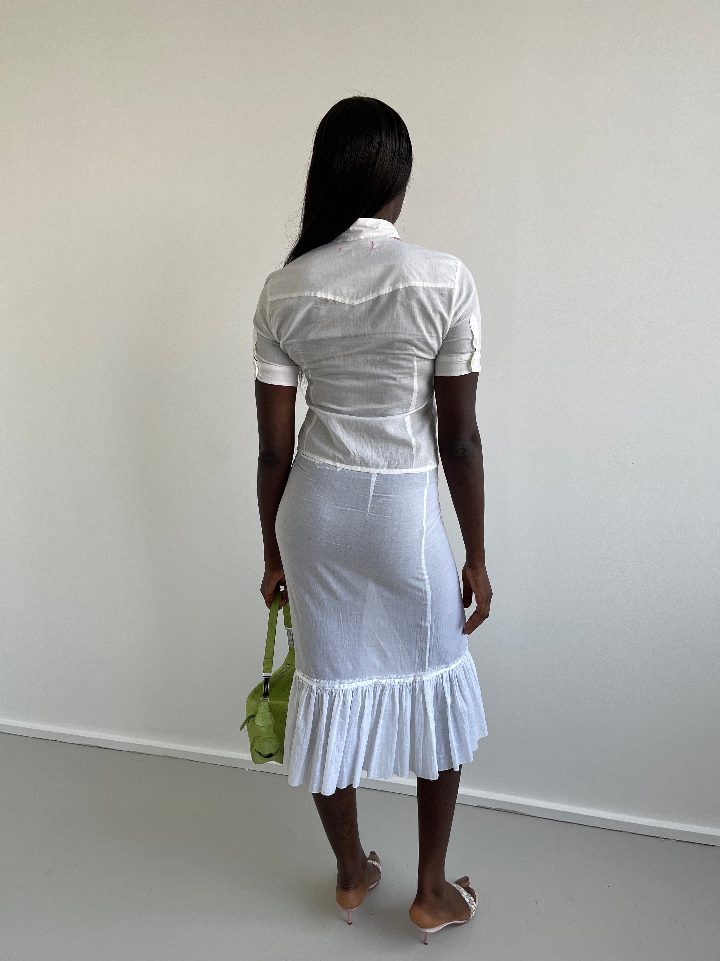 Marella white cotton midi skirt