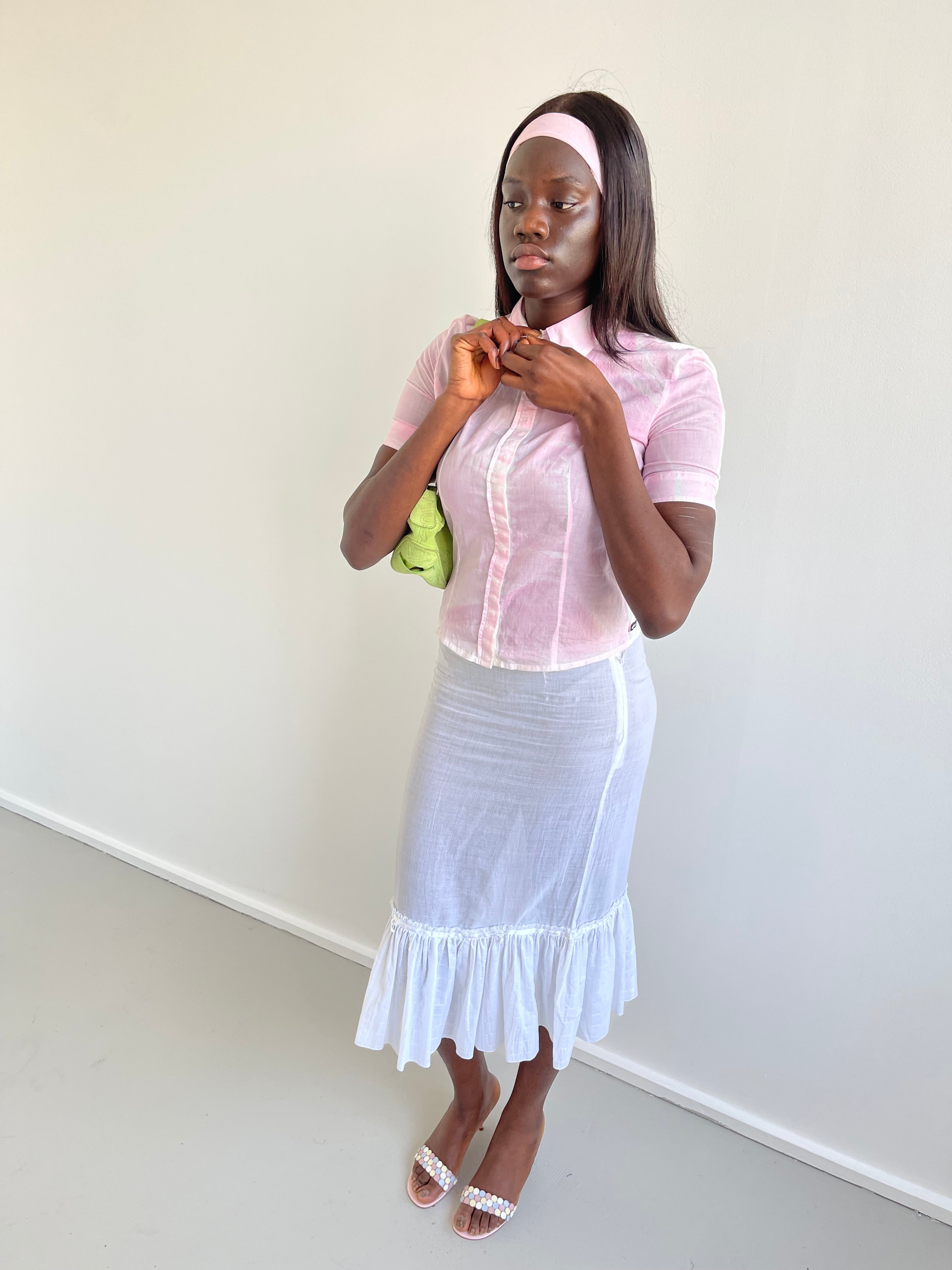 Marella white cotton midi skirt