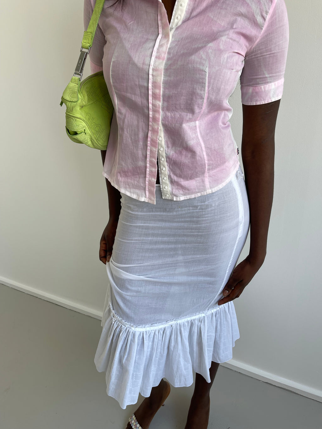 GAS baby pink & white short sleeved shirt