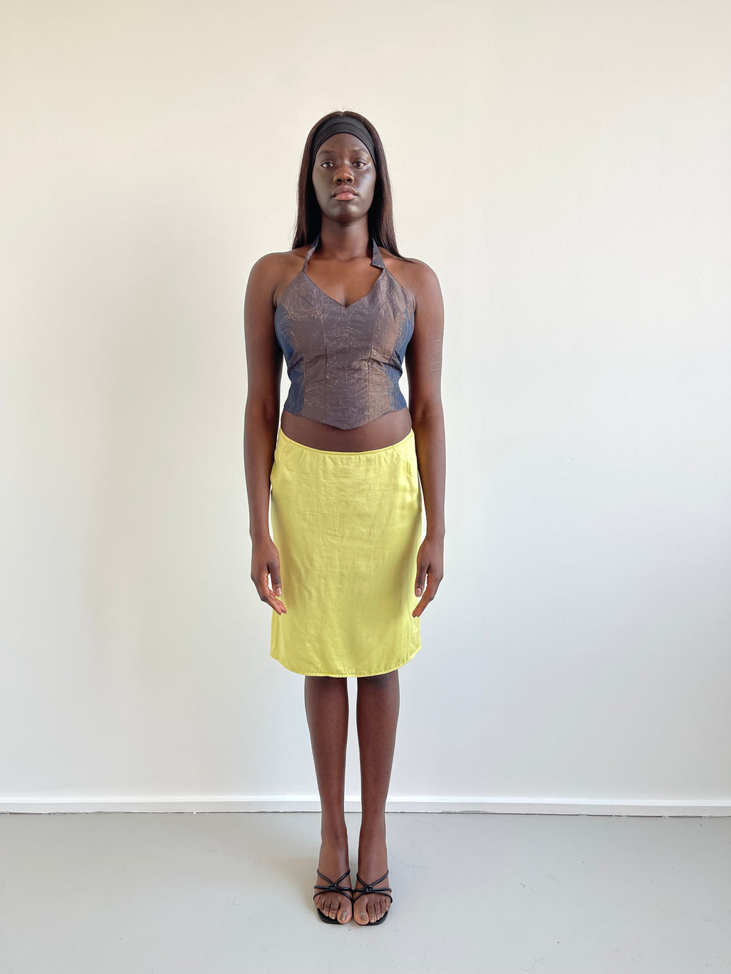 Brown sparkly halter neck top