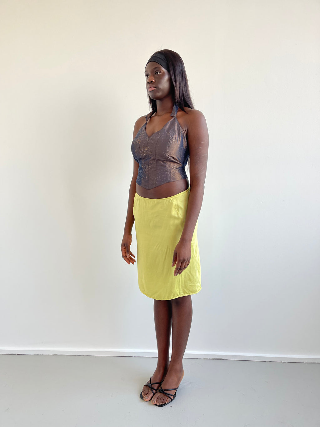 Brown sparkly halter neck top