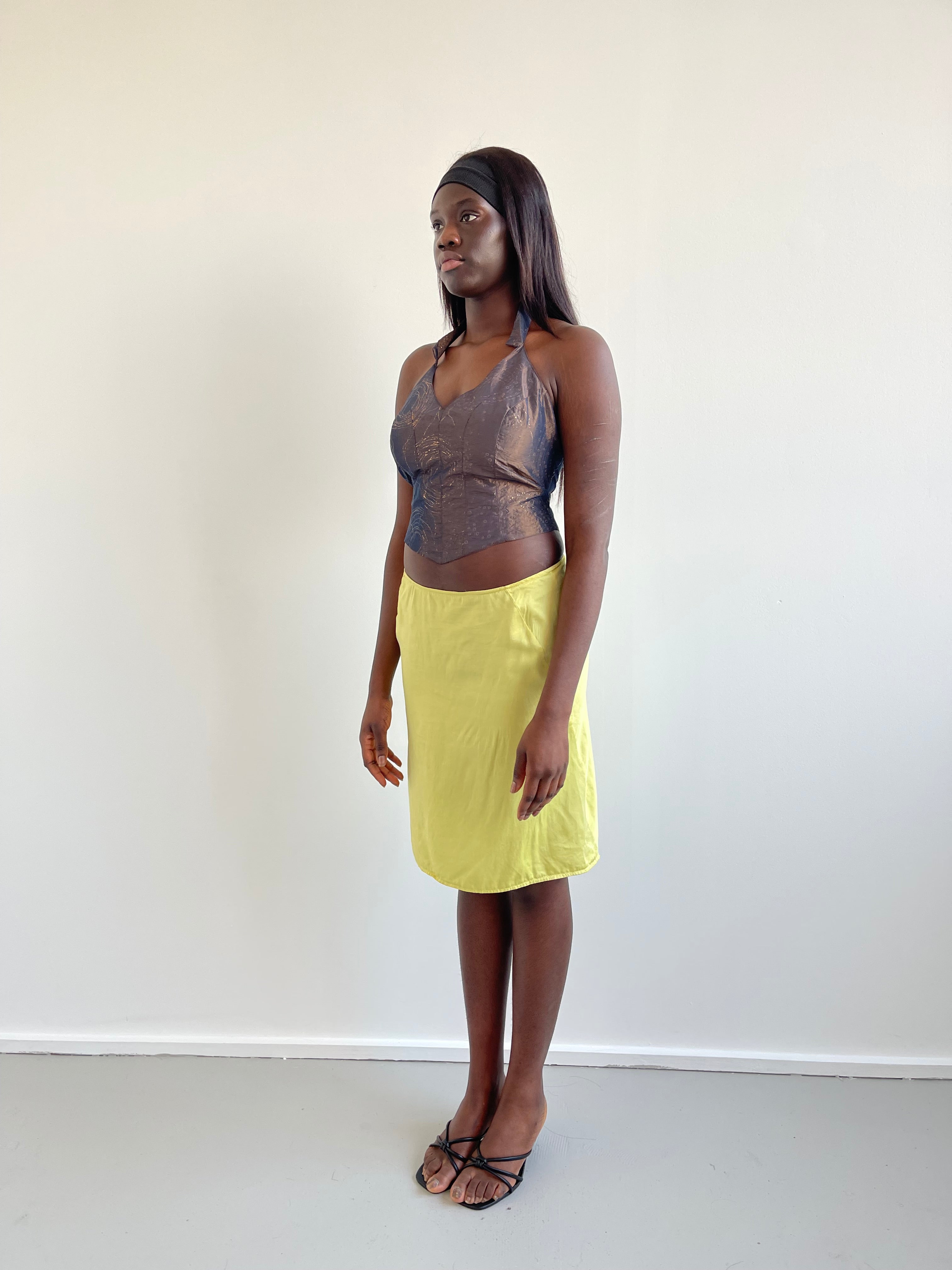 Brown sparkly halter neck top