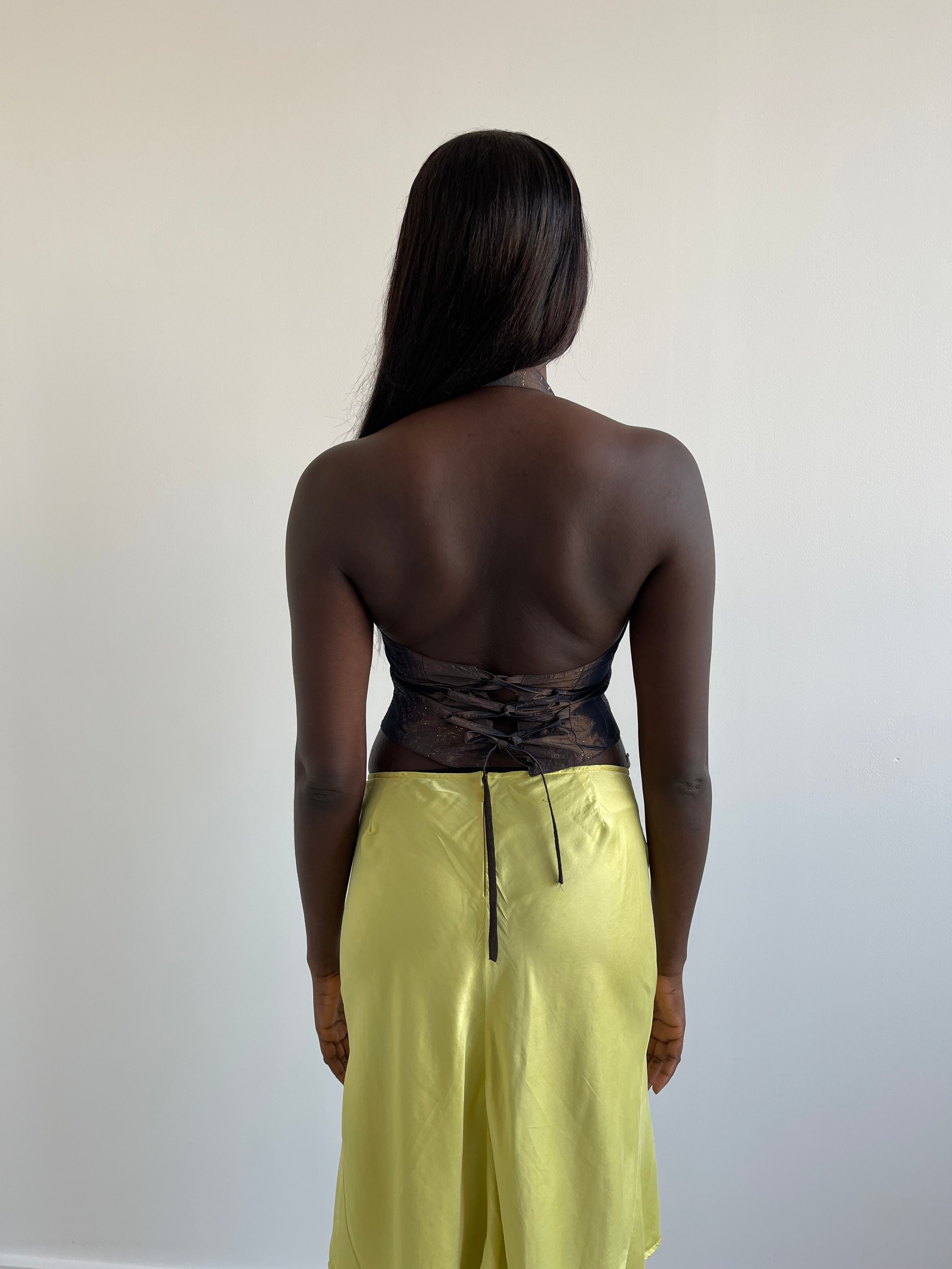 Brown sparkly halter neck top