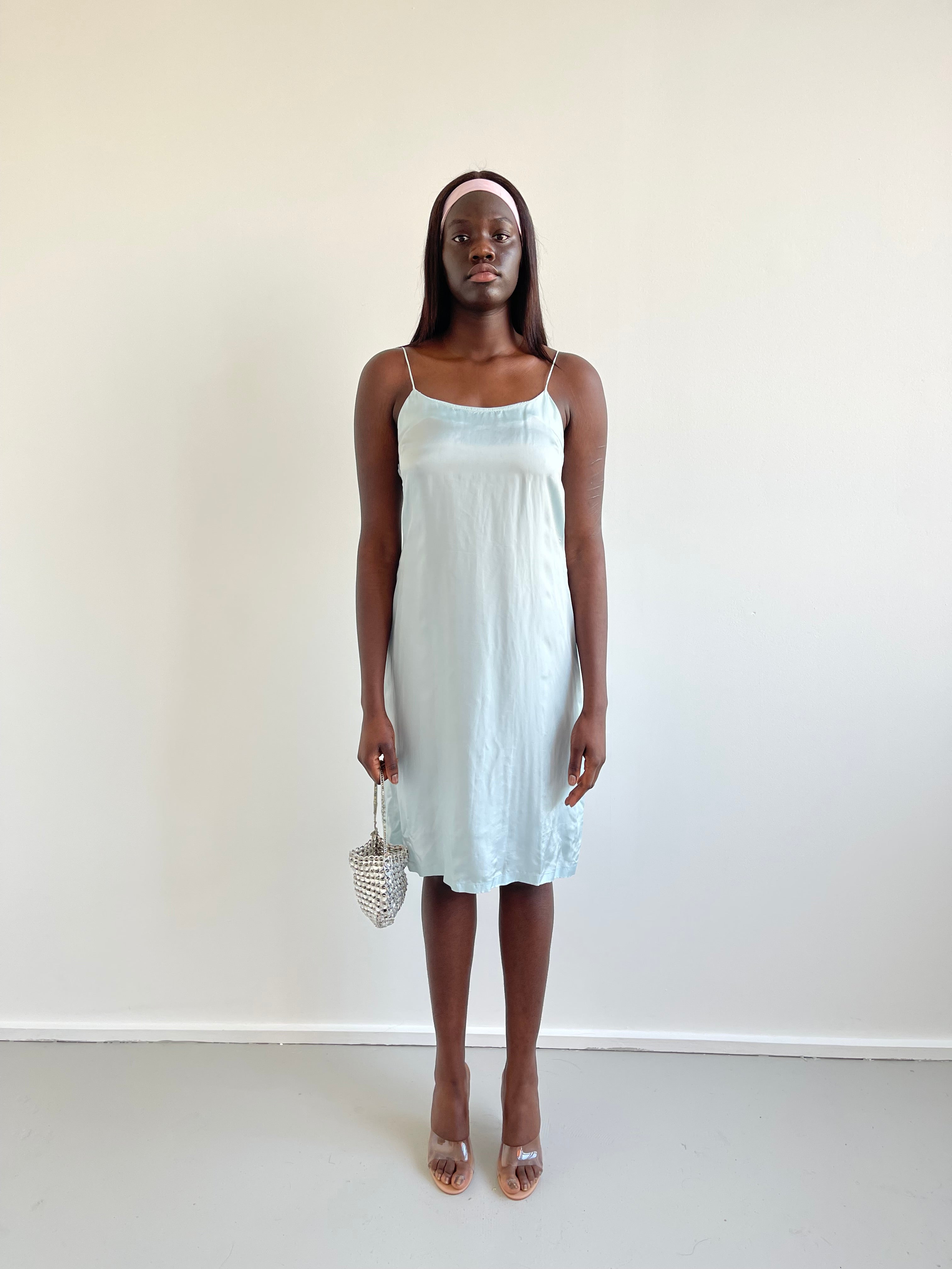 Baby blue knee length dress