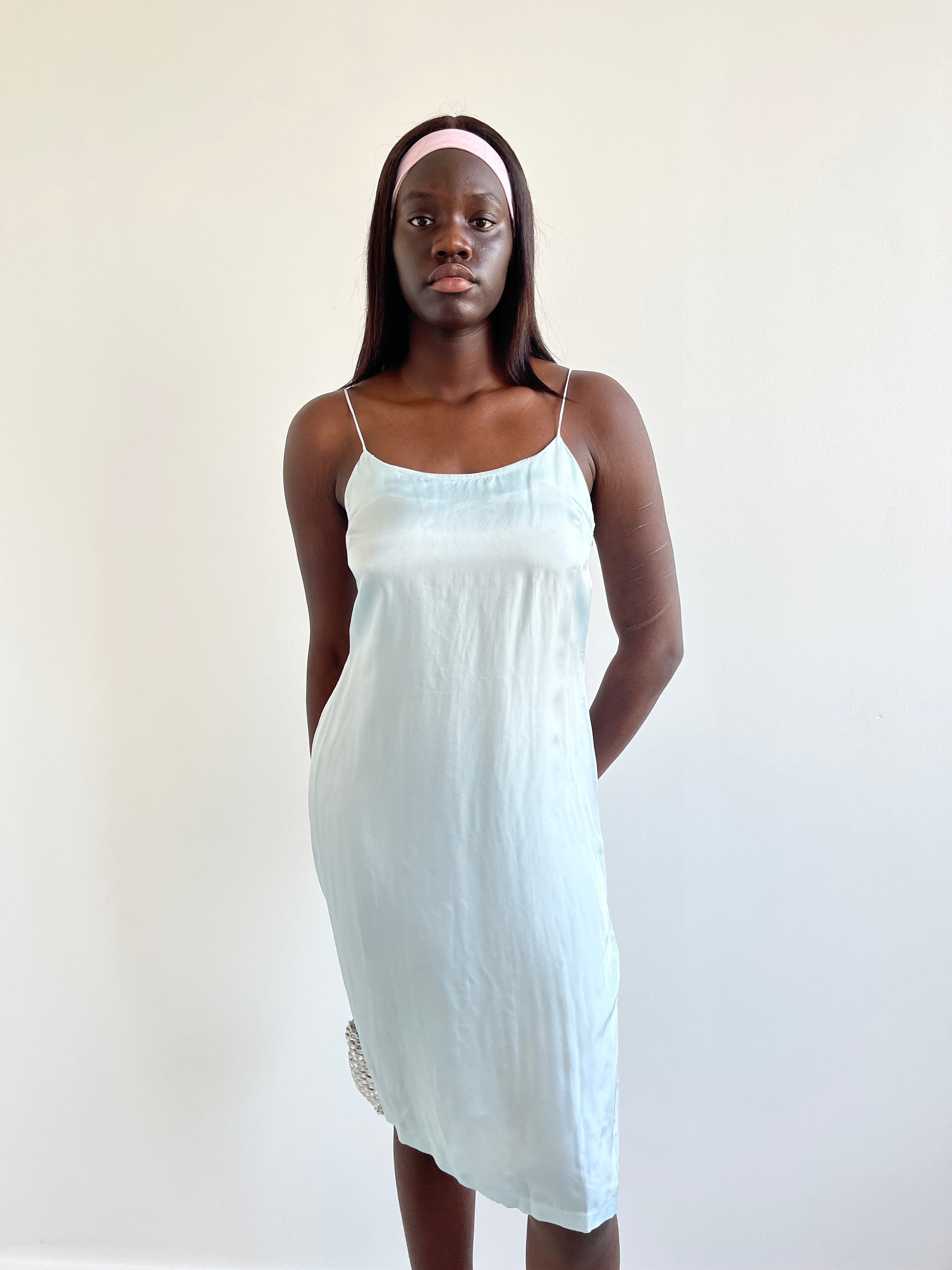 Baby blue knee length dress