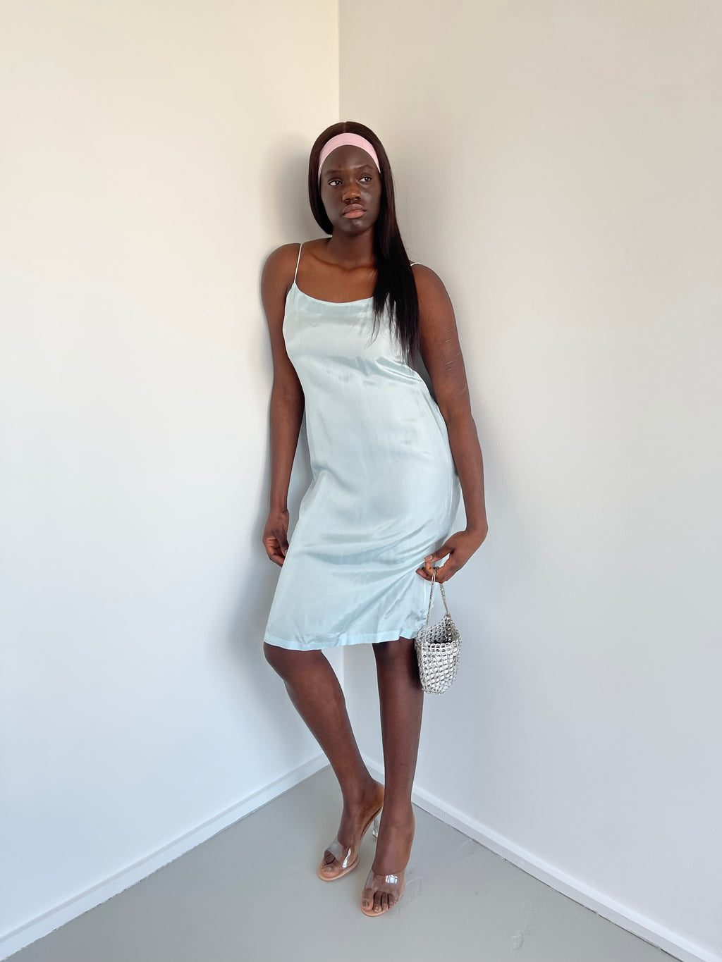 Baby blue knee length dress