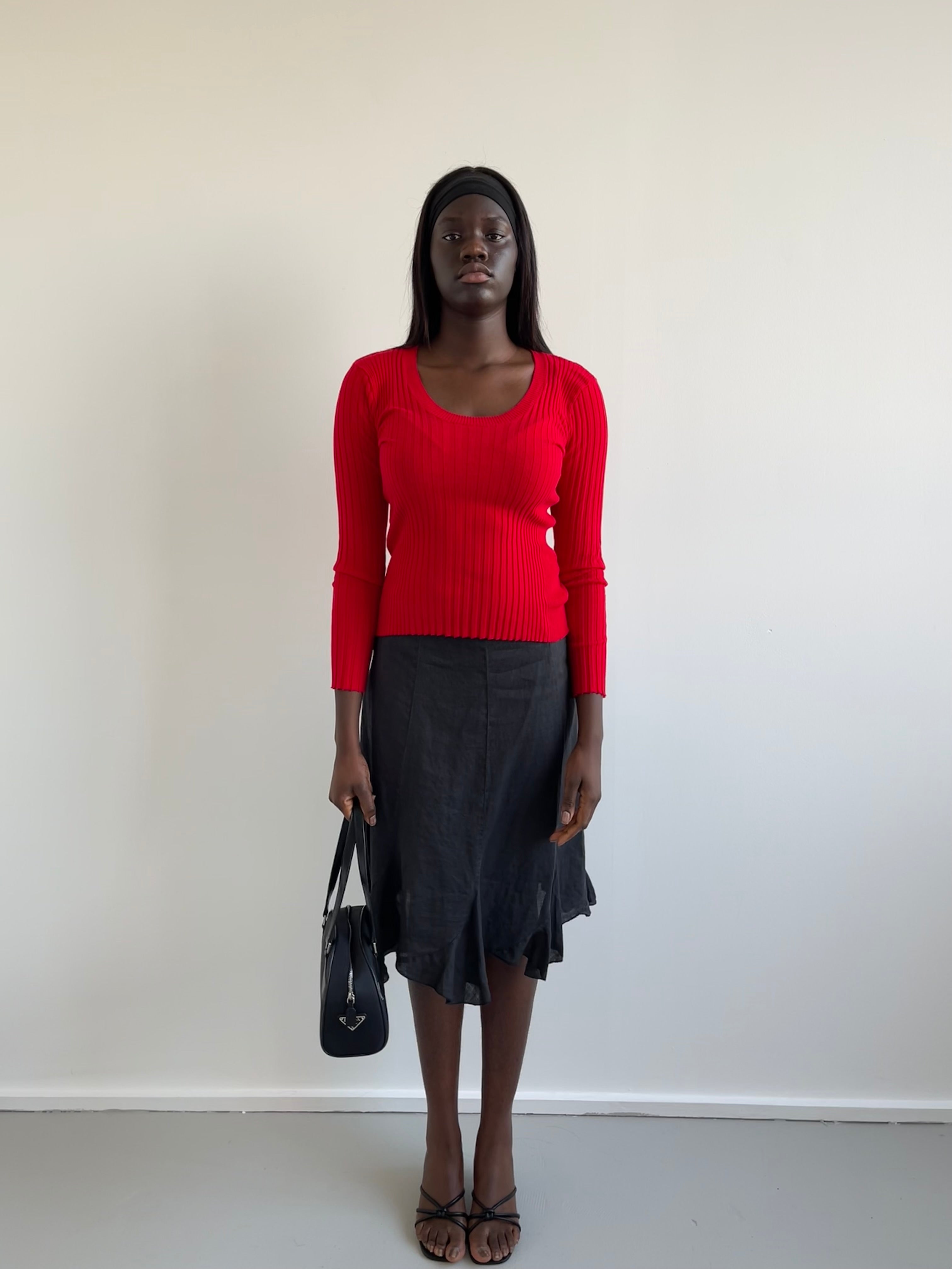 United Colors of Benetton red round neck ribbed jumper