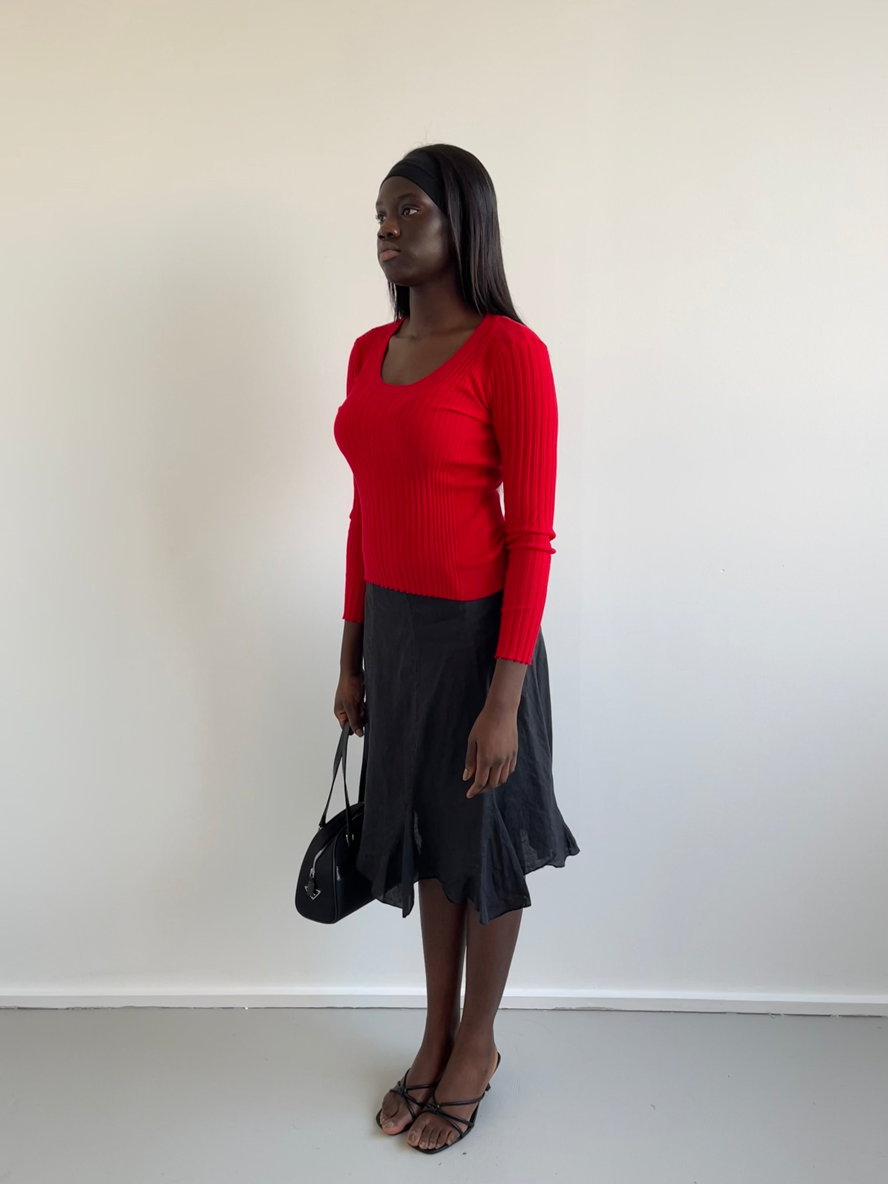 United Colors of Benetton red round neck ribbed jumper