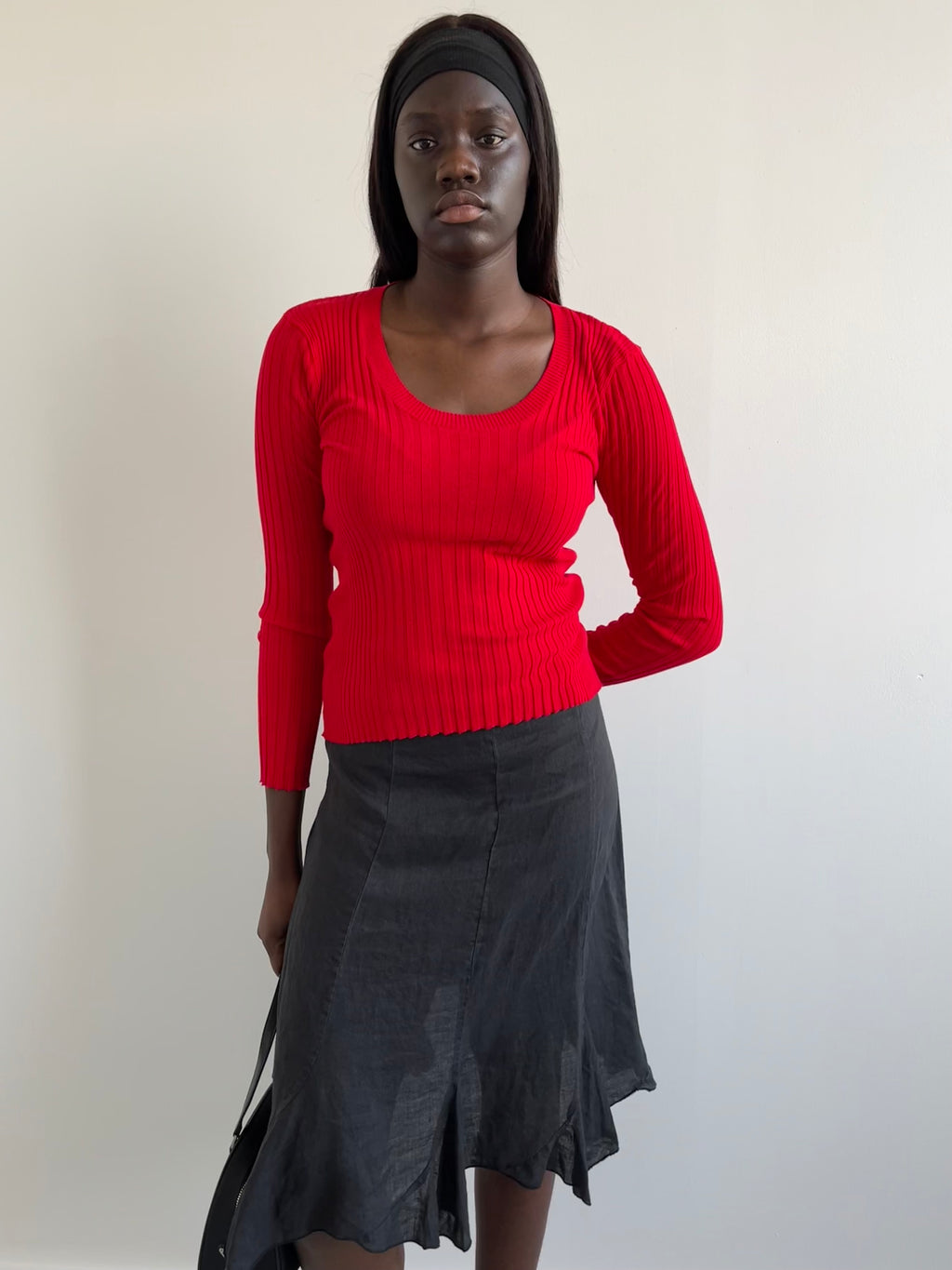 United Colors of Benetton red round neck ribbed jumper