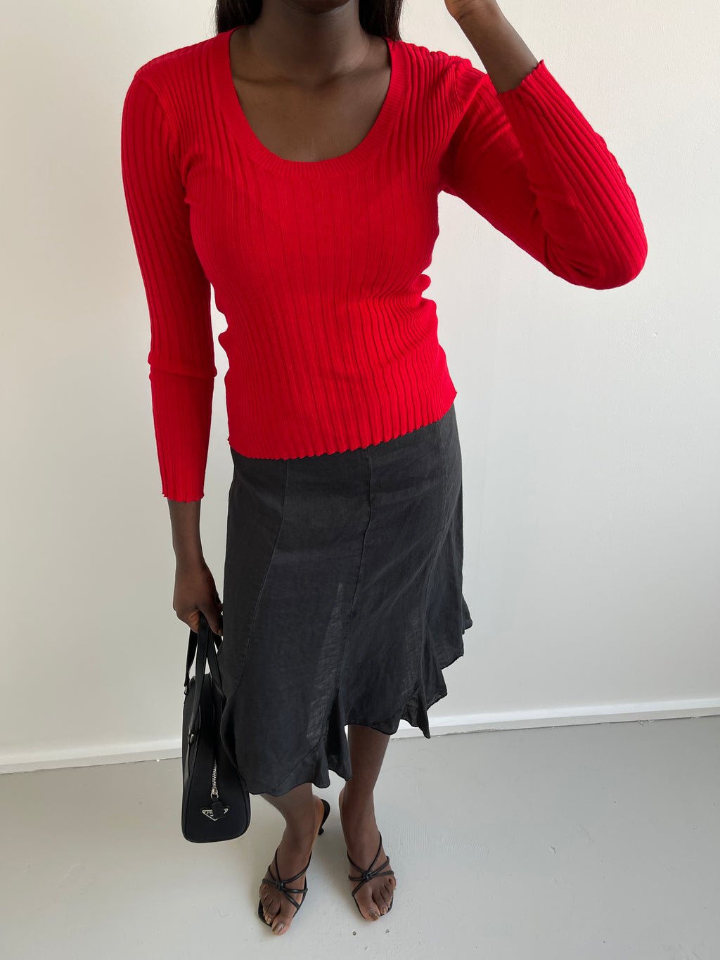 United Colors of Benetton red round neck ribbed jumper