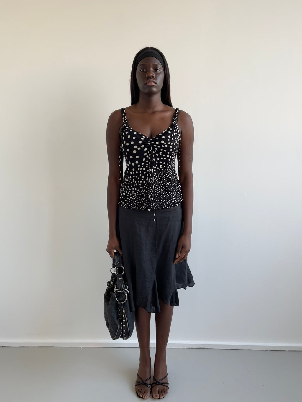 Le Maglie Diana Gallesi cream and black polka dot cami