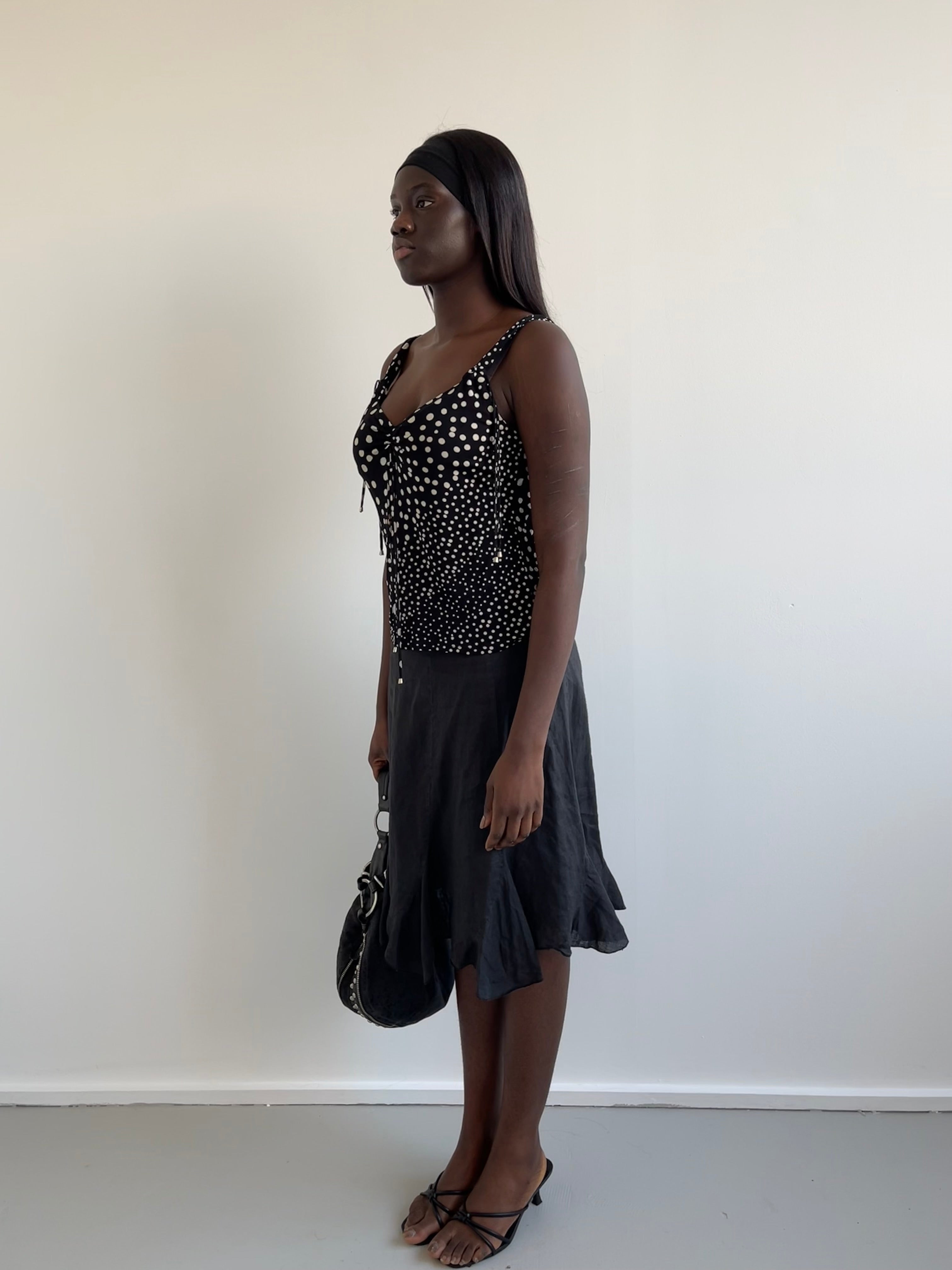 Le Maglie Diana Gallesi cream and black polka dot cami